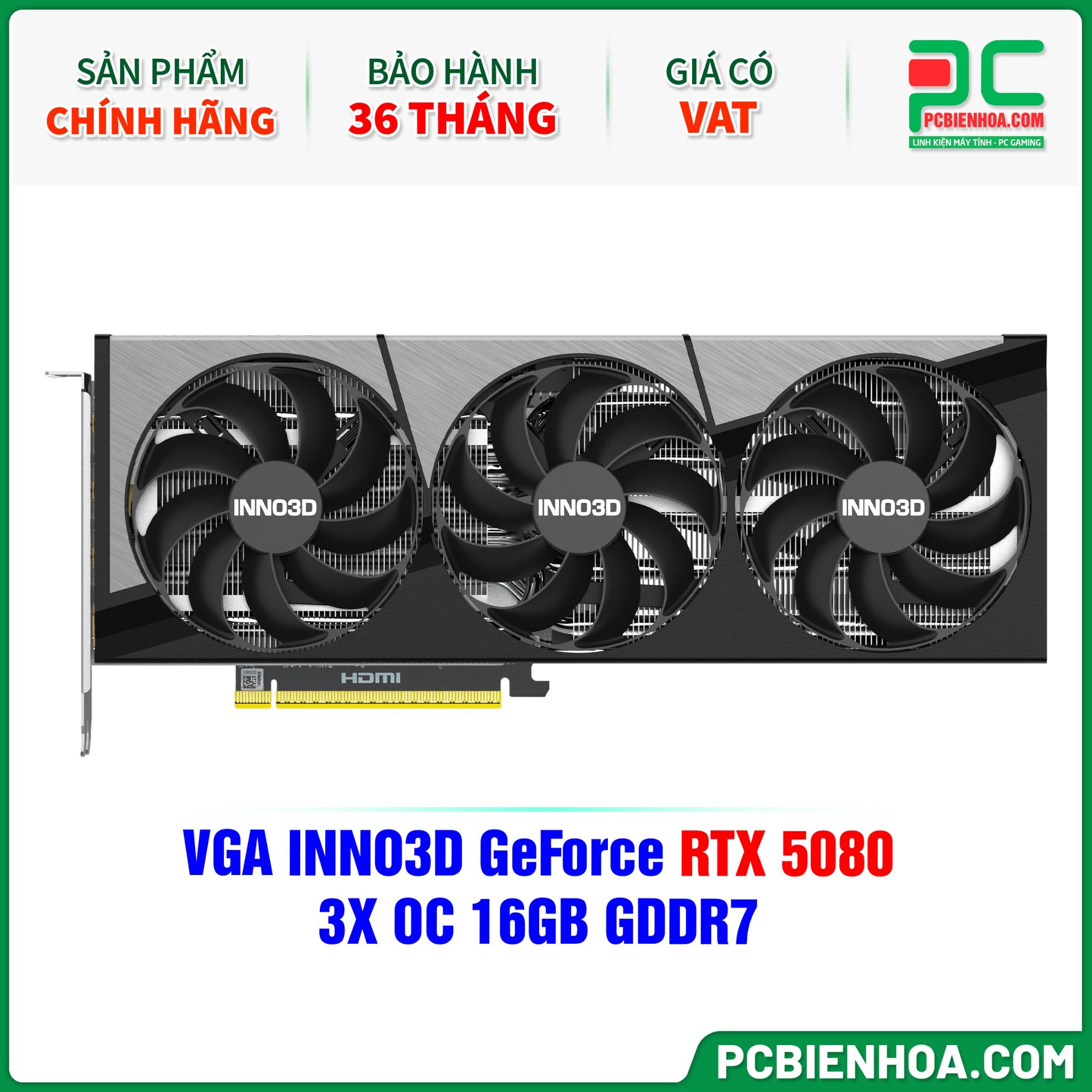 VGA INNO3D GeForce RTX 5080 3X OC 16GB GDDR7