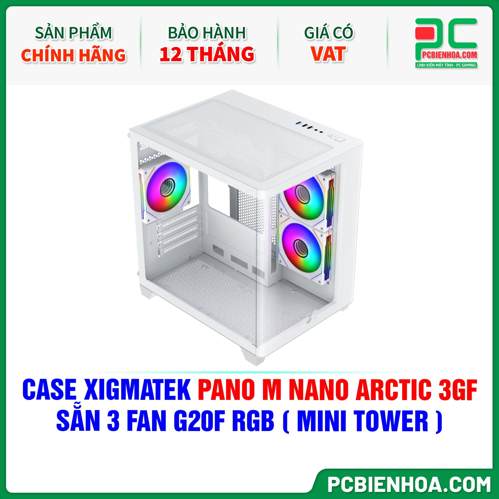 CASE XIGMATEK PANO M NANO ARCTIC 3GF - SẴN 3 FAN G20F RGB ( MINI TOWER - EN45530 )