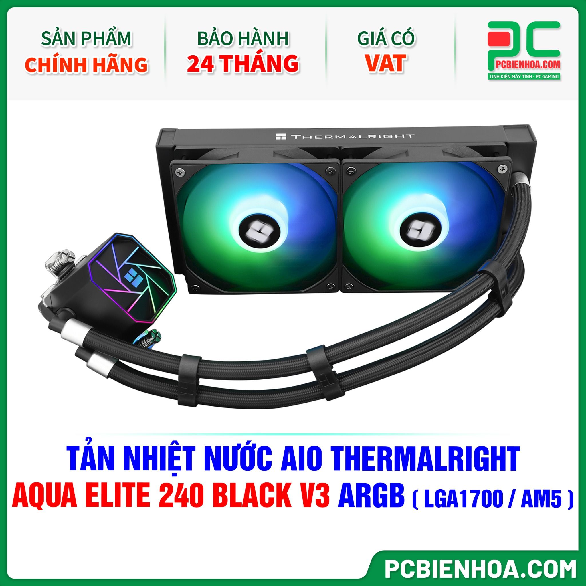 TẢN NHIỆT NƯỚC AIO THERMALRIGHT AQUA ELITE 240 BLACK V3 ARGB ( HỖ TRỢ SOCKET LGA1700 / AM5 )