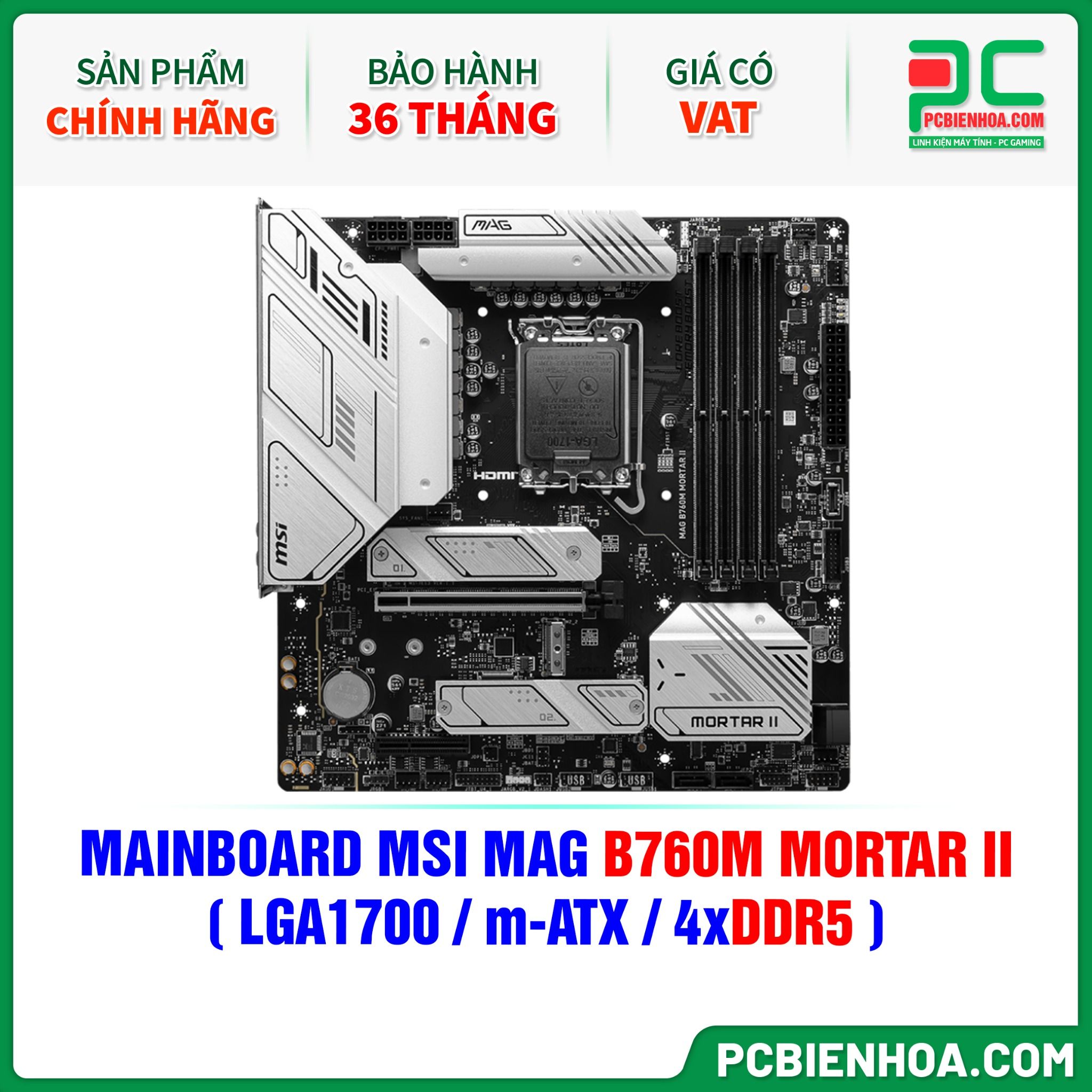 DDR5 - MAINBOARD MSI MAG B760M MORTAR II ( LGA1700 / m-ATX / 4xDDR5 )