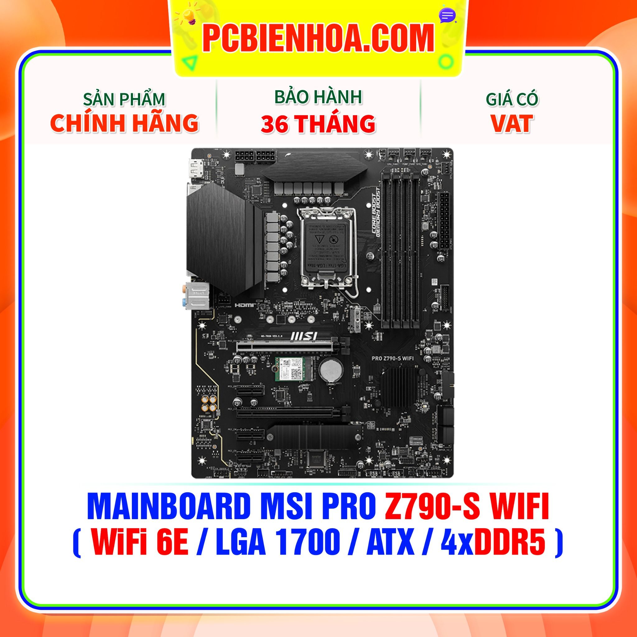  DDR5 - MAINBOARD MSI PRO Z790-S WIFI ( WiFi 6E / LGA1700 / ATX / 4xDDR5 ) 