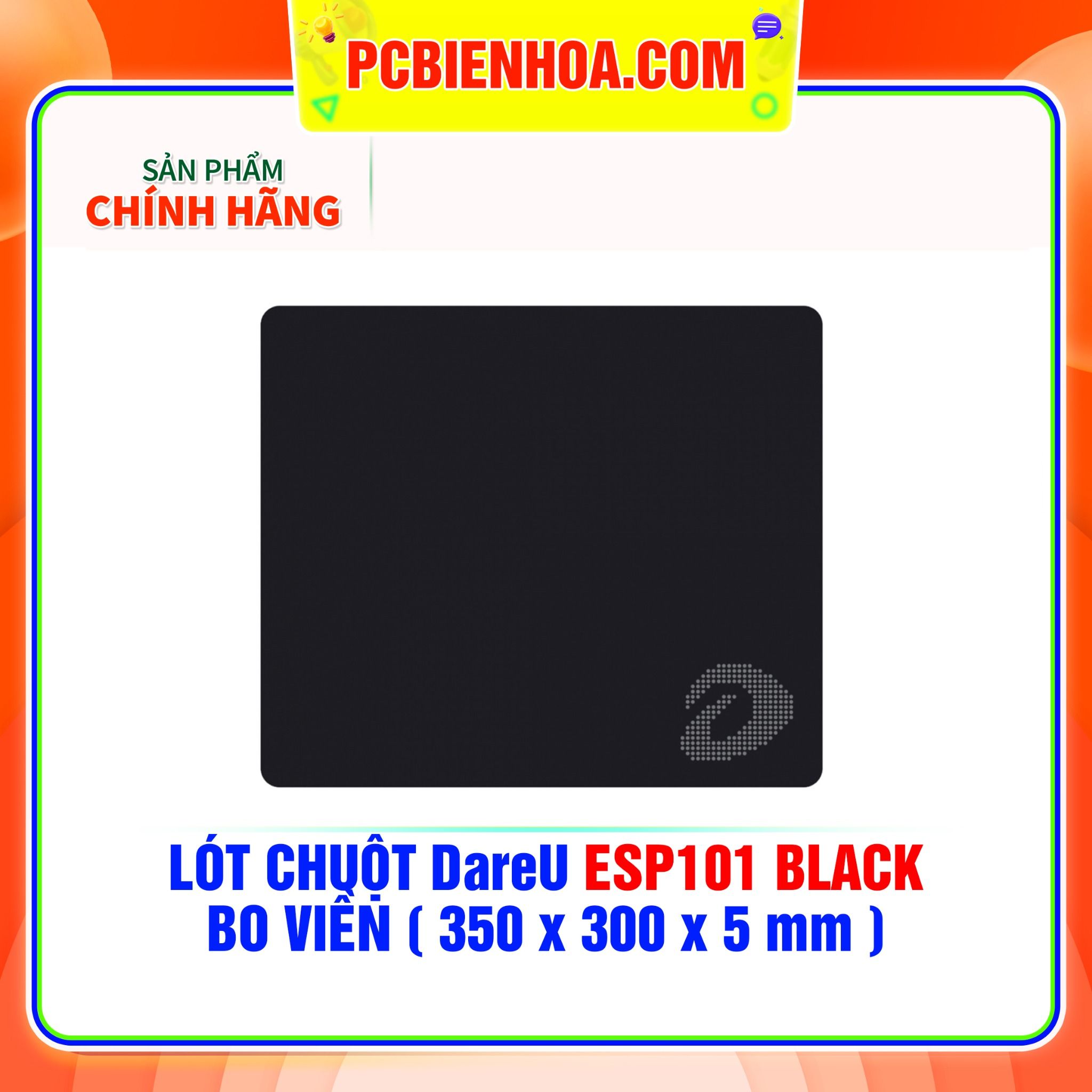  LÓT CHUỘT DareU ESP101 BLACK - BO VIỀN ( 350 x 300 x 5 mm ) 