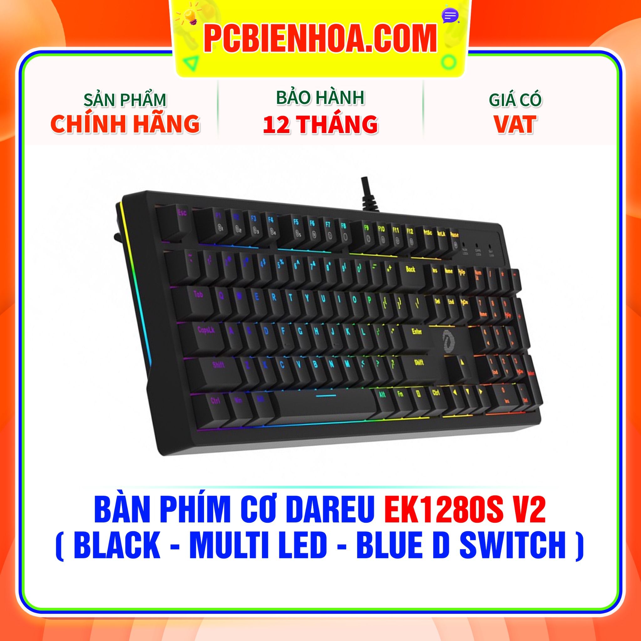  BÀN PHÍM CƠ DAREU EK1280s v2 ( BLACK - MULTI LED - BLUE D SWITCH ) 