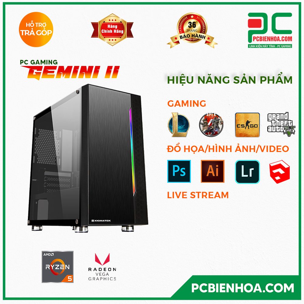 PC GAMING GEMINI II ( RYZEN 5 3400G / B450 / 16GB / 120GB )