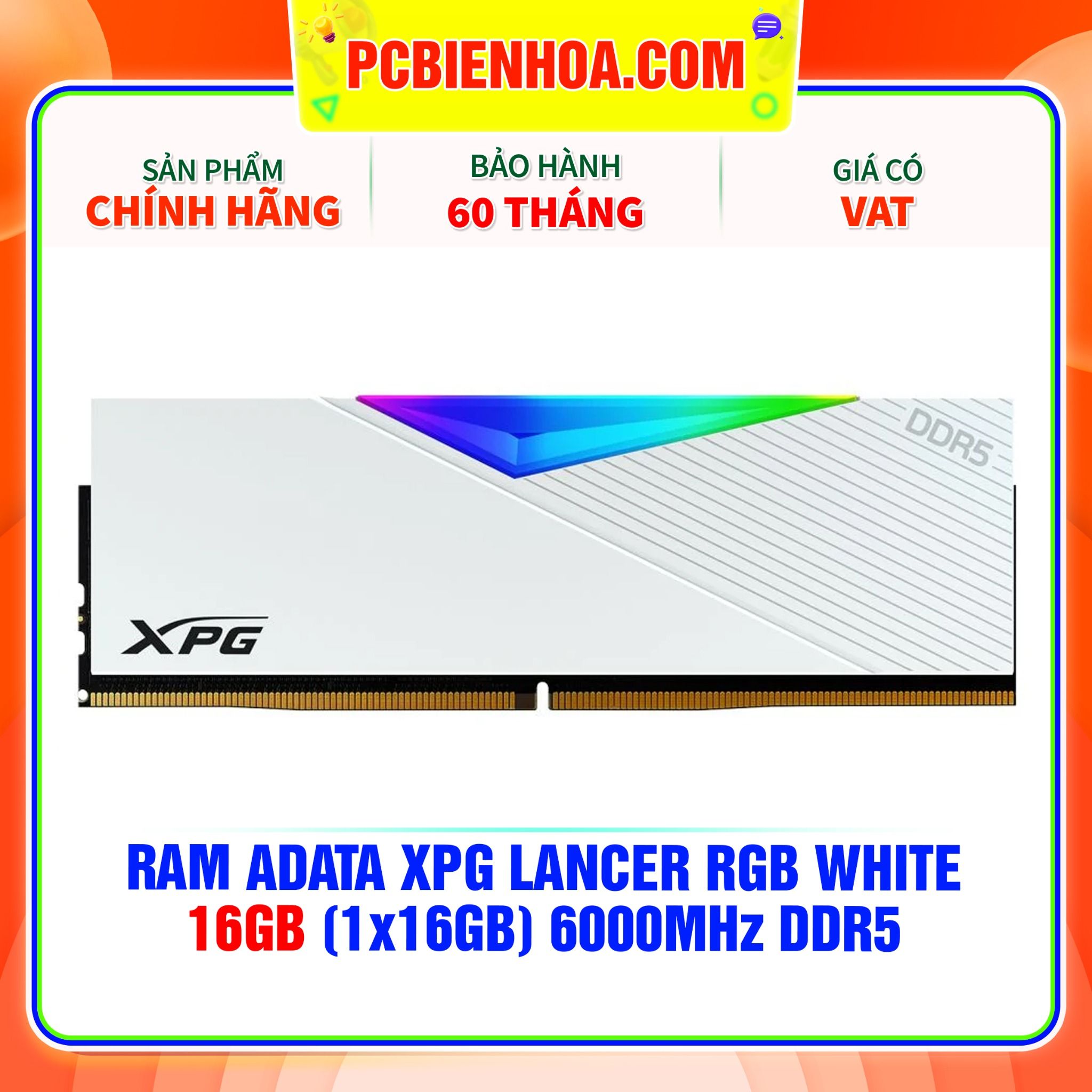  RAM ADATA XPG LANCER RGB WHITE - 16GB (1x16GB) 6000MHz DDR5 