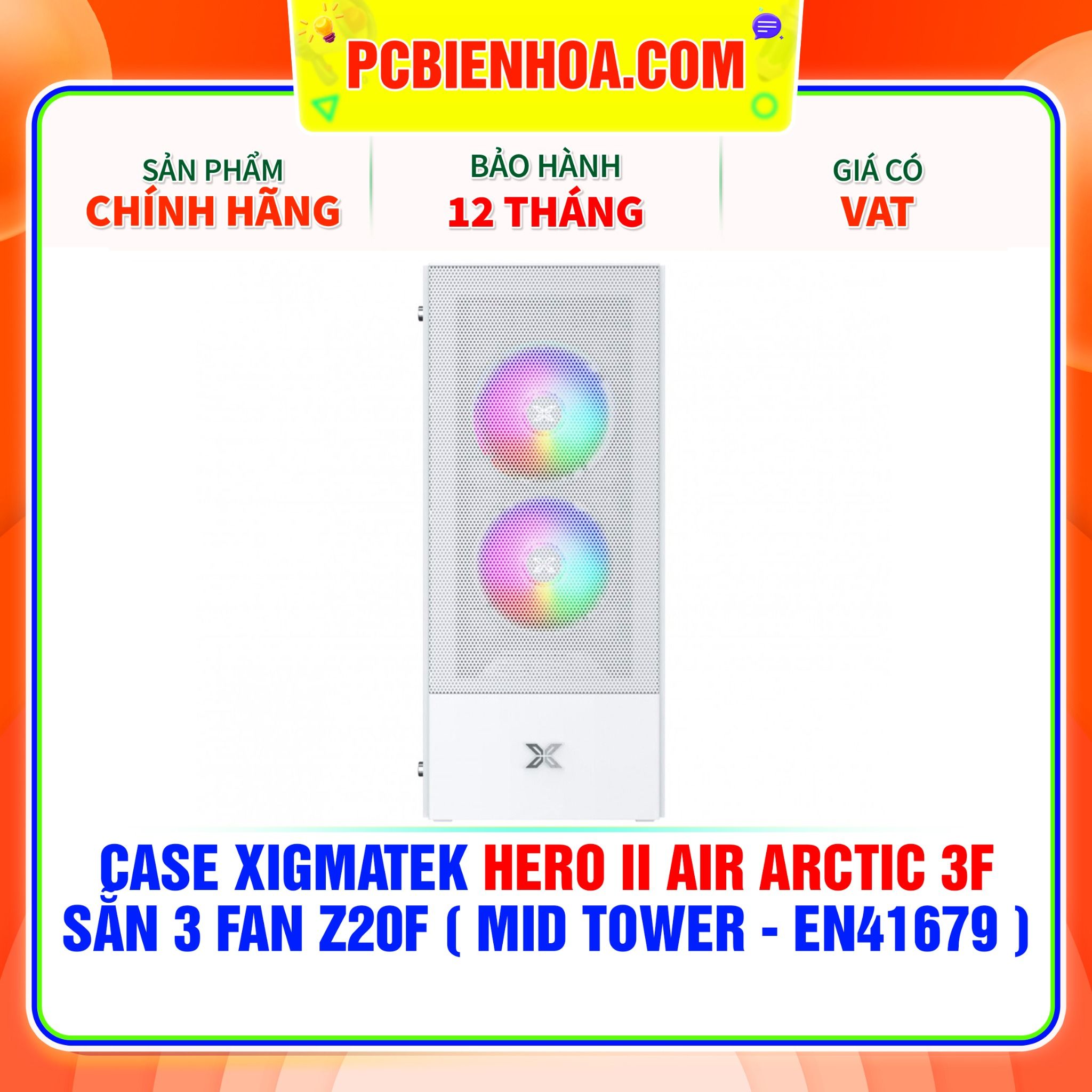  CASE XIGMATEK HERO II AIR ARCTIC 3F - SẴN 3 FAN Z20F ( MID TOWER - EN41679 ) 