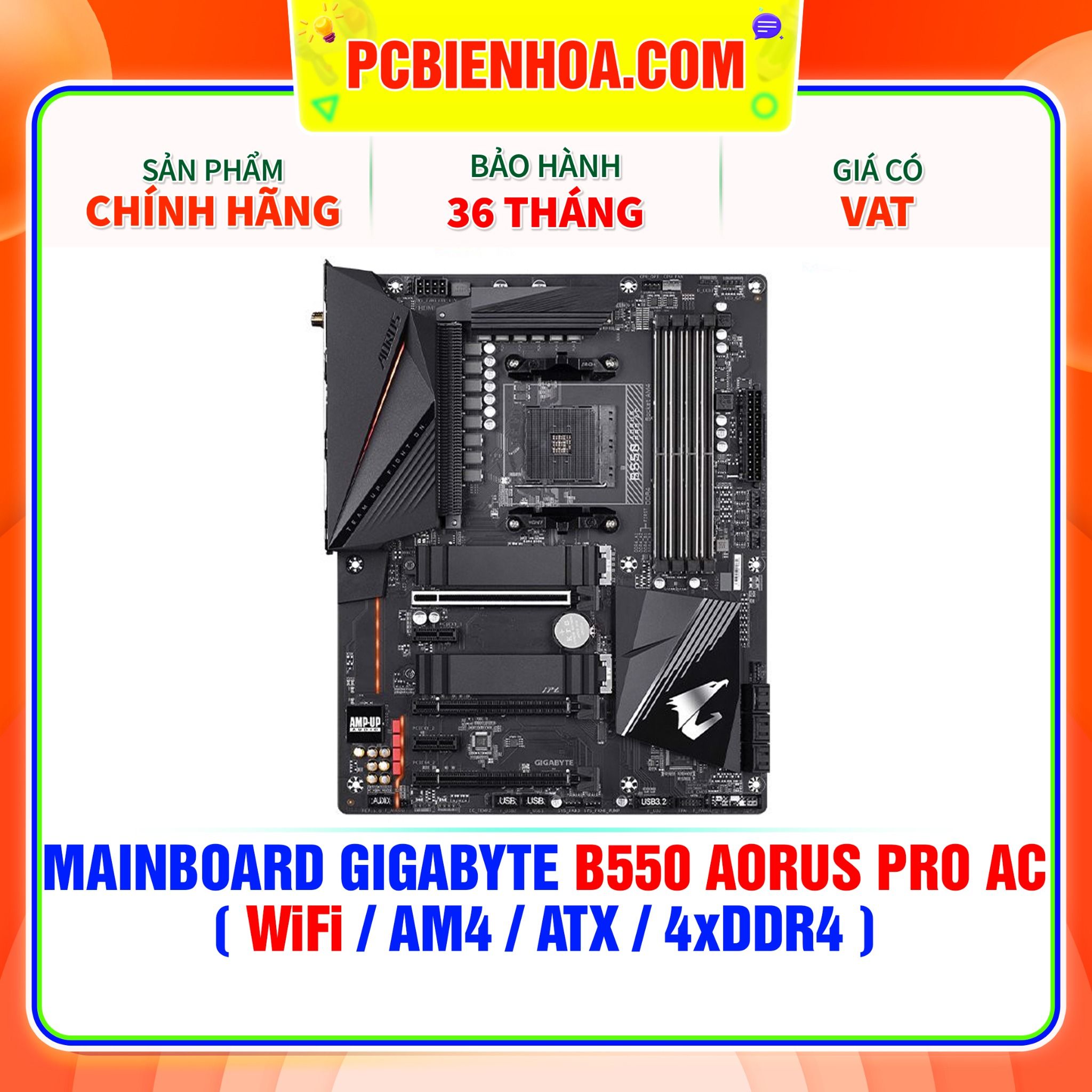  MAINBOARD GIGABYTE B550 AORUS PRO AC ( WiFi / AM4 / ATX / 4xDDR4 ) 