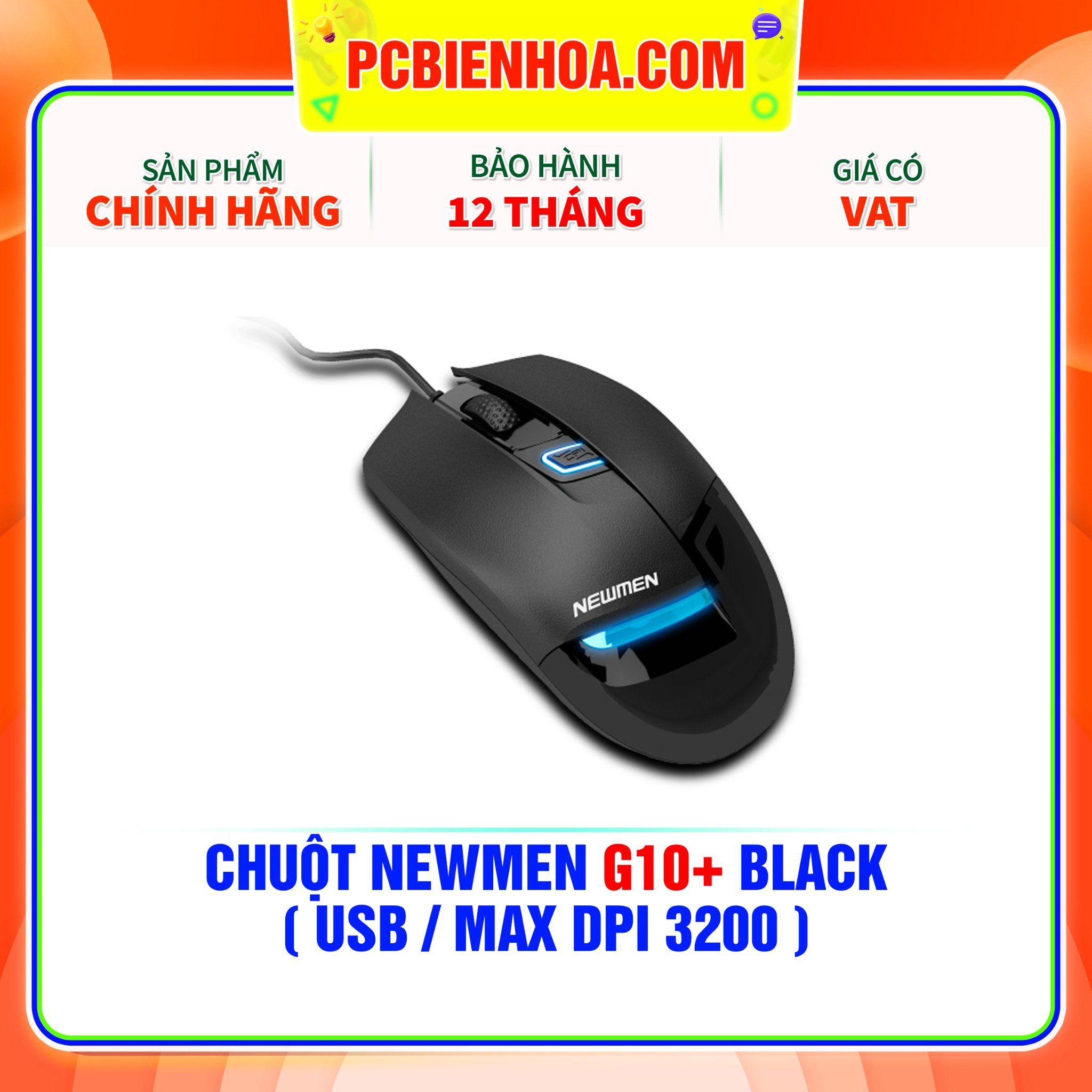 CHUỘT NEWMEN G10+ BLACK ( USB / MAX DPI 3200 ) 