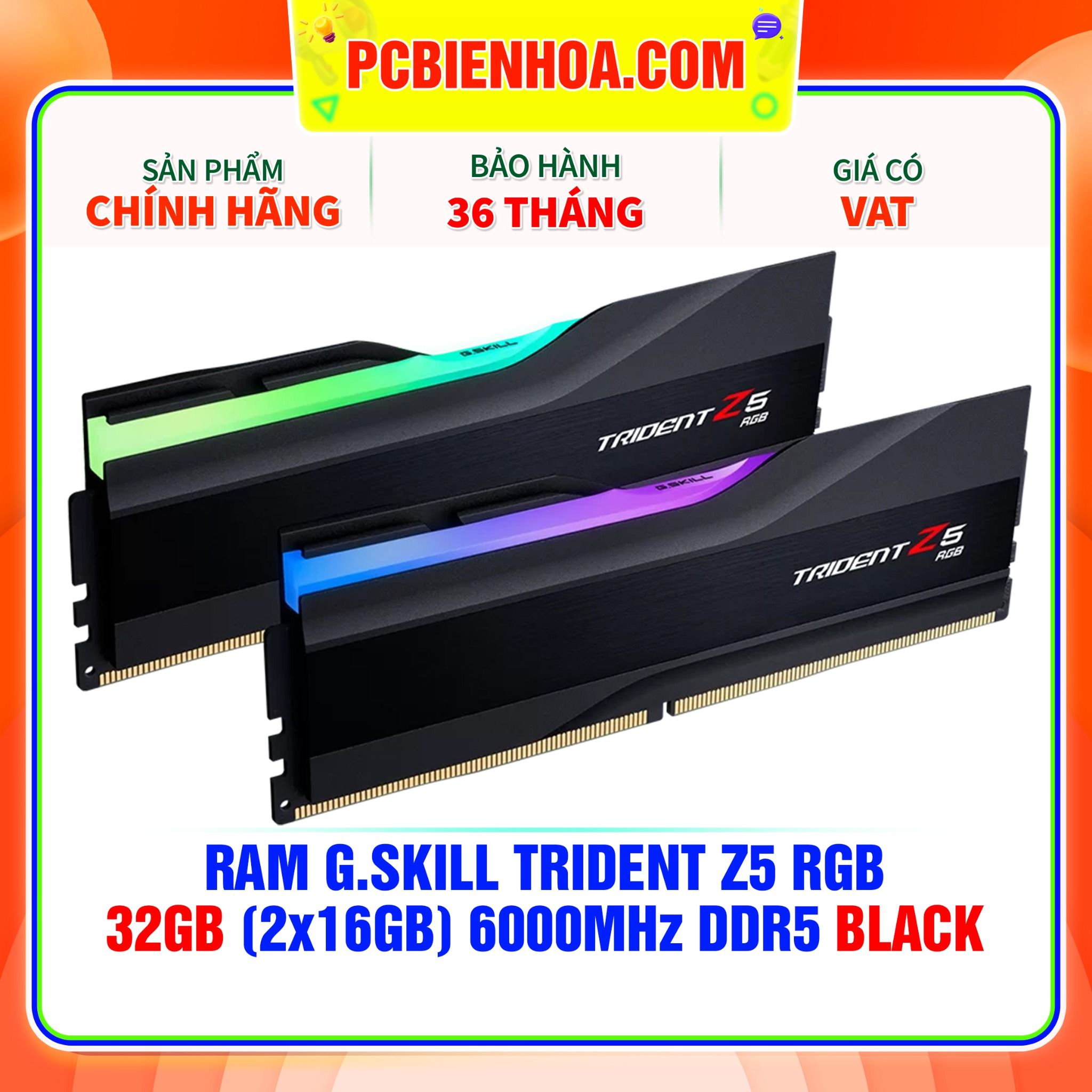  RAM G.SKILL TRIDENT Z5 RGB 32GB (2x16GB) 6000MHz DDR5 BLACK (INTEL XMP) (F5-6000J3238F16GX2-TZ5RK) 