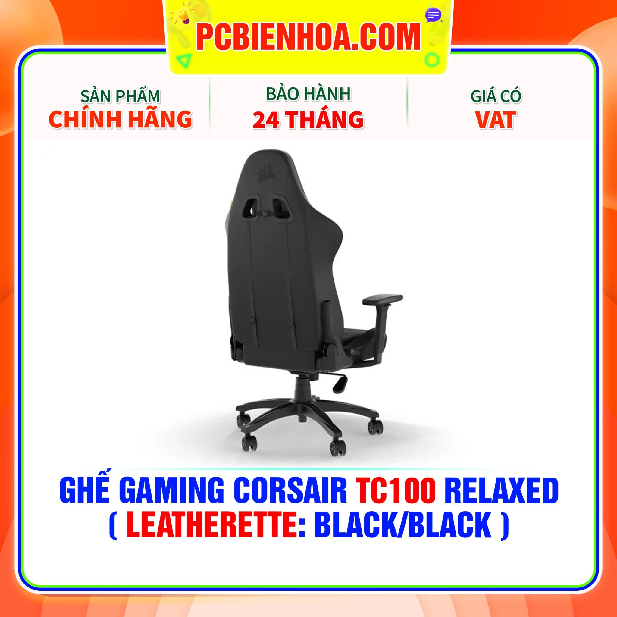  GHẾ GAMING CORSAIR TC100 RELAXED ( LEATHERETTE: BLACK/BLACK ) 