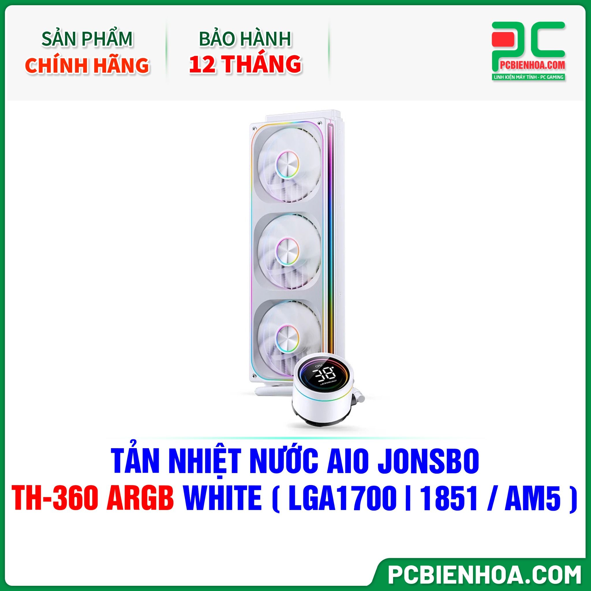 TẢN NHIỆT NƯỚC AIO JONSBO TH-360 ARGB WHITE ( HỖ TRỢ SOCKET LGA1700|1851 / AM5 )