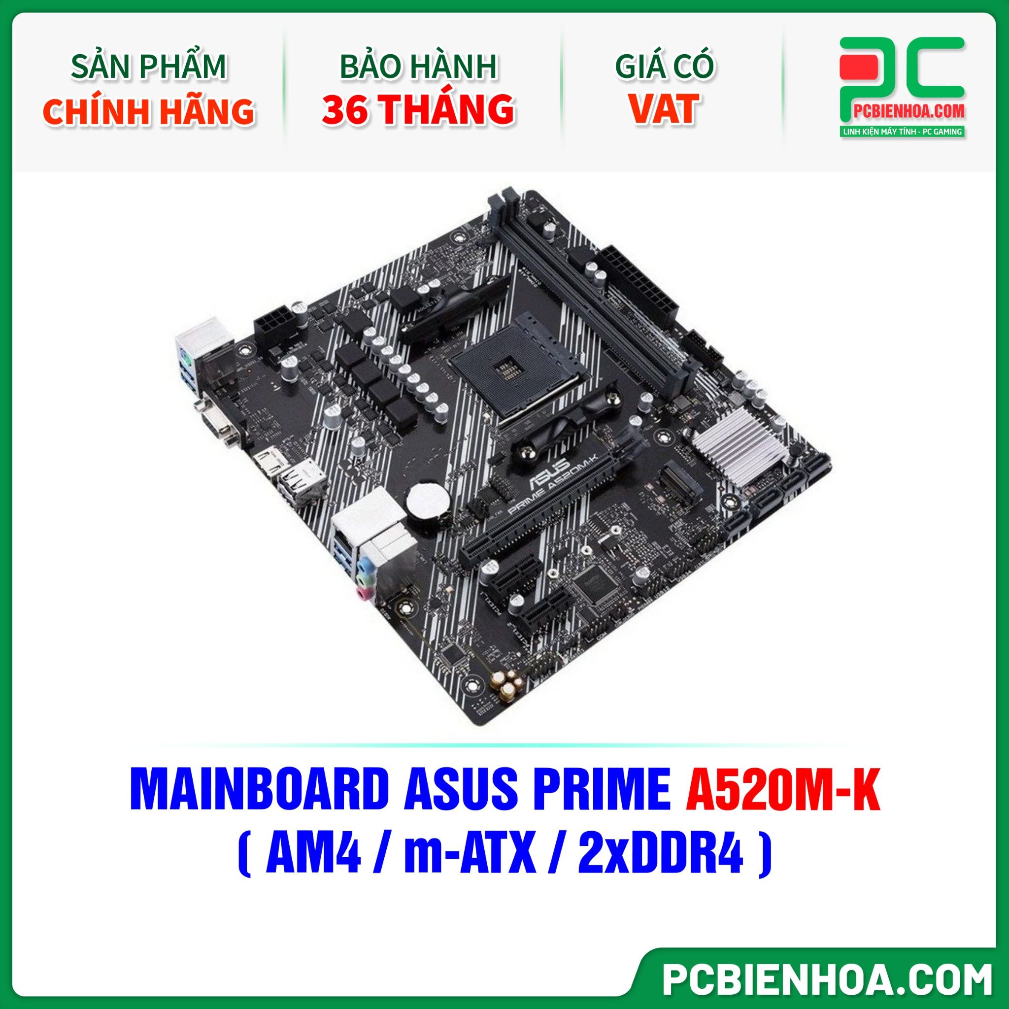 MAINBOARD ASUS PRIME A520M-K ( AM4 / m-ATX / 2xDDR4 )