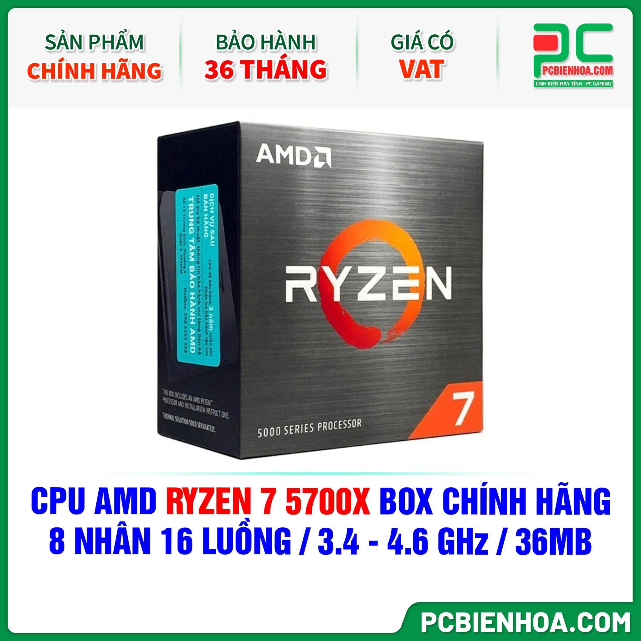 CPU AMD Ryzen 7 5700X BOX CHÍNH HÃNG ( 8 NHÂN 16 LUỒNG / 3.4 - 4.6 GHz / 36MB )