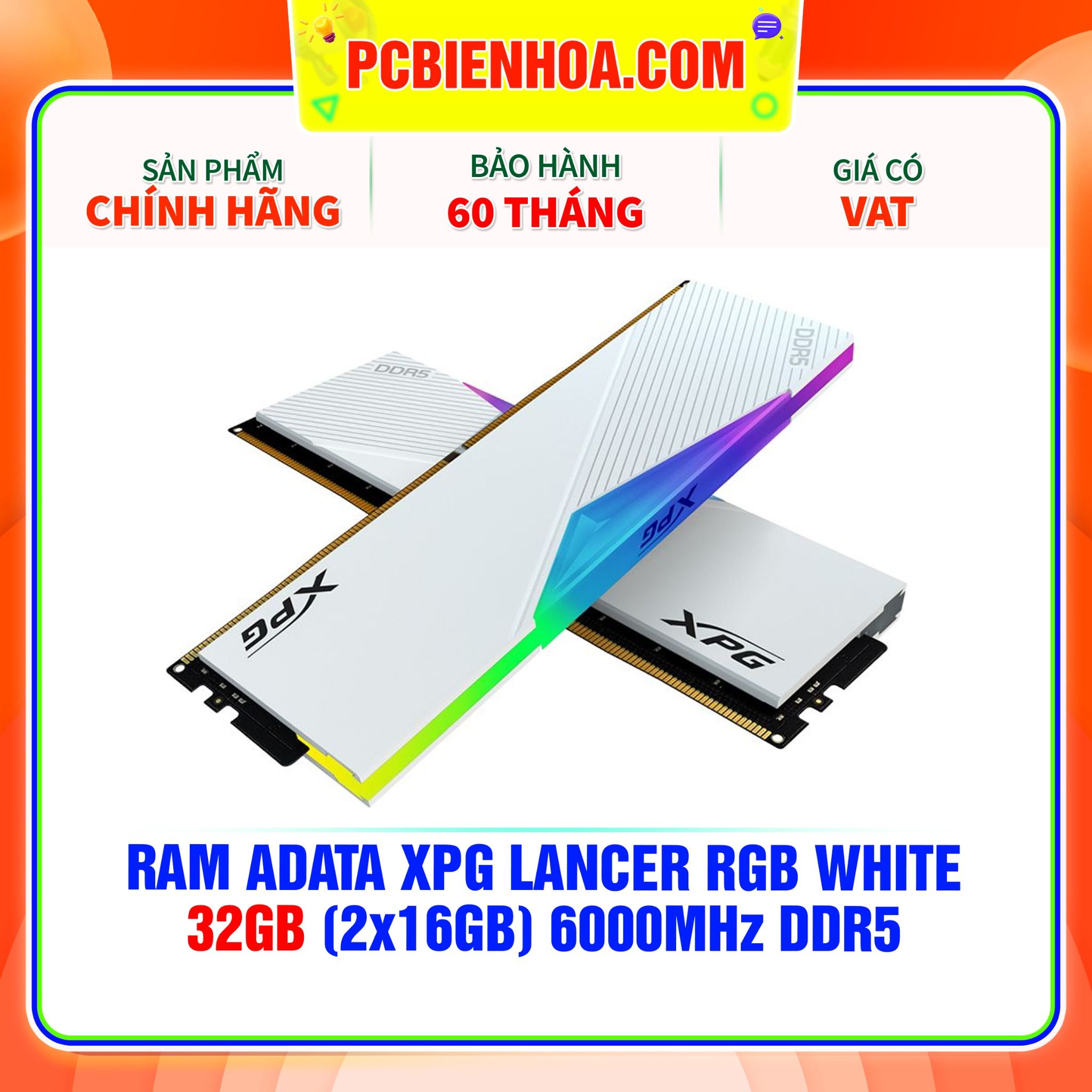  RAM ADATA XPG LANCER RGB WHITE - 32GB (2x16GB) 6000MHz DDR5 