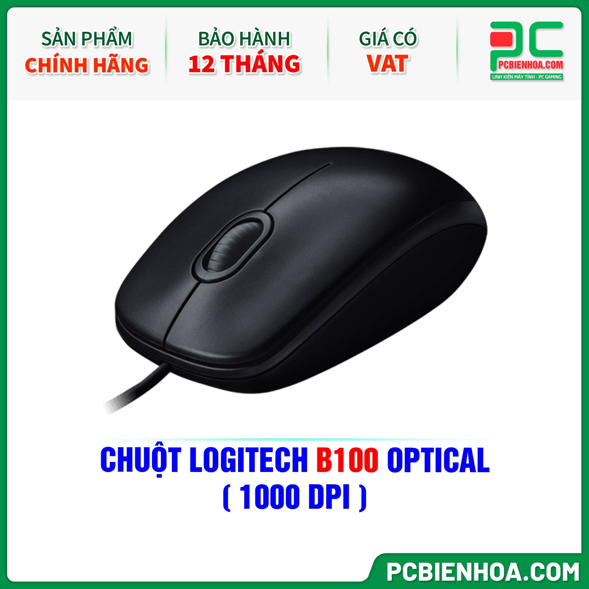 CHUỘT LOGITECH B100 OPTICAL ( 1000 DPI )