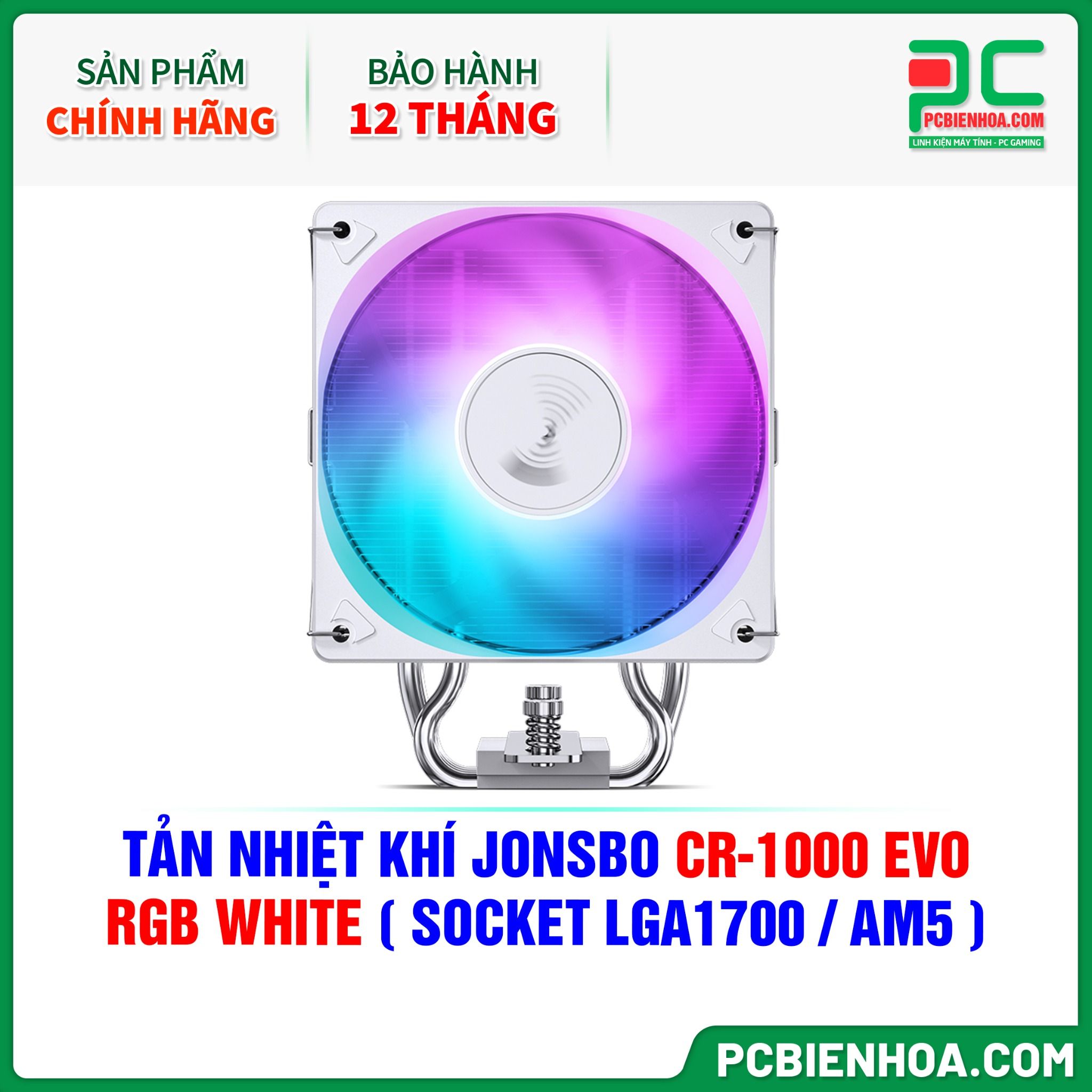 TẢN NHIỆT KHÍ JONSBO CR-1000 EVO RGB WHITE ( HỖ TRỢ SOCKET LGA1700 / AM5 )