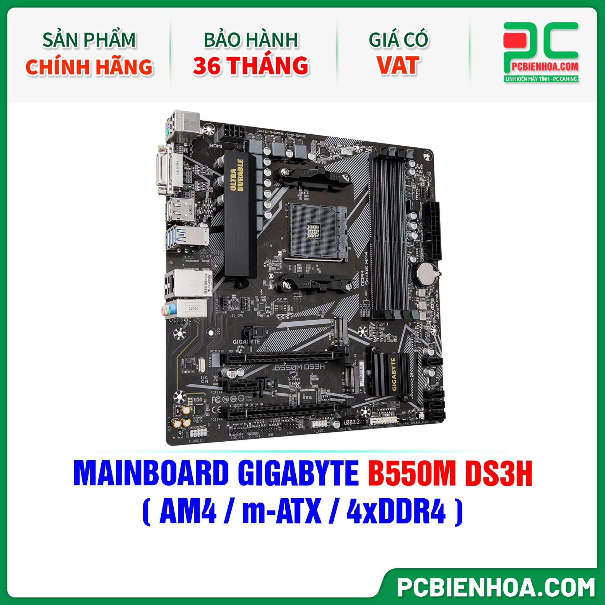 MAINBOARD GIGABYTE B550M DS3H ( AM4 / m-ATX / 4xDDR4 )