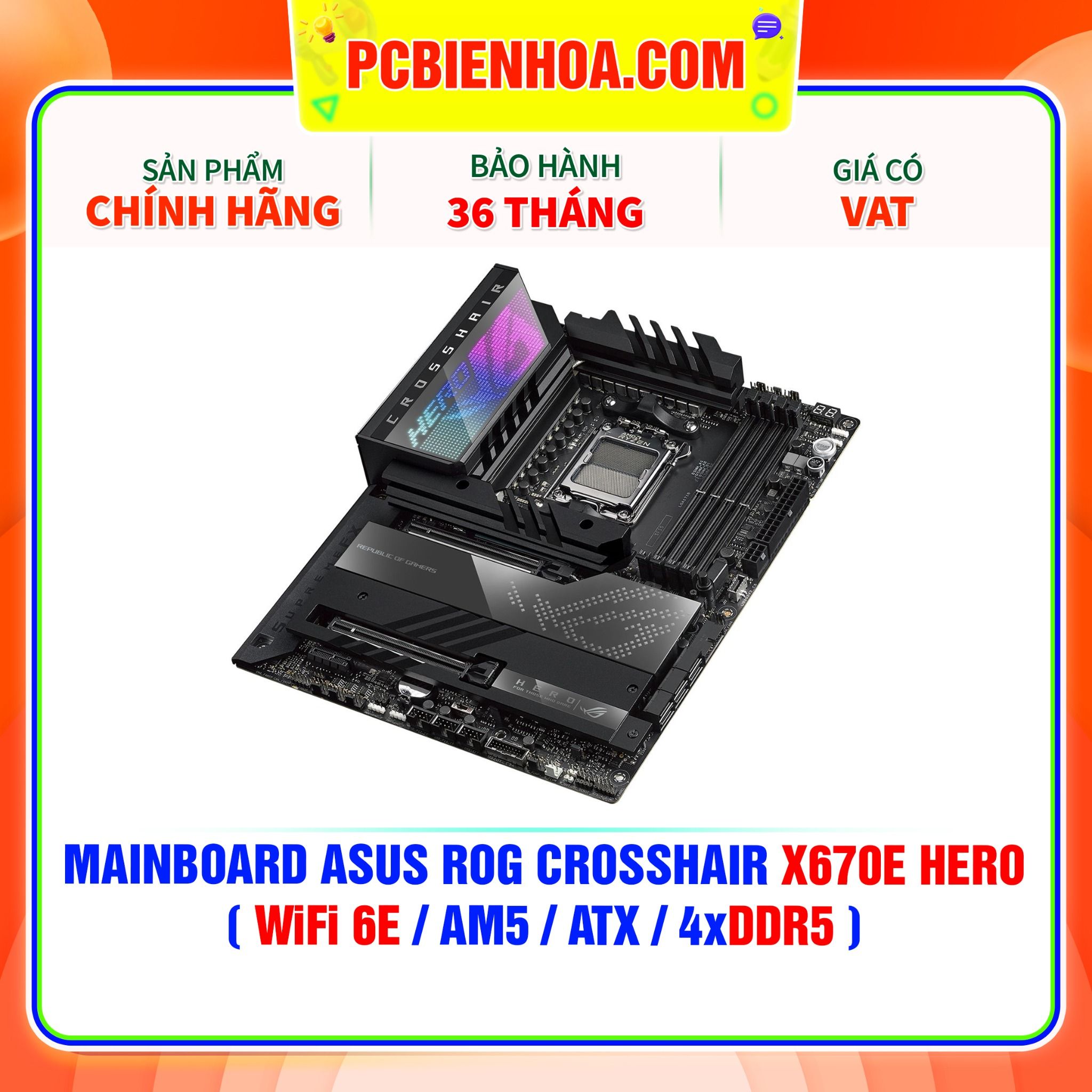  DDR5 - MAINBOARD ASUS ROG CROSSHAIR X670E HERO ( WiFi 6E / AM5 / ATX / 4xDDR5 ) 