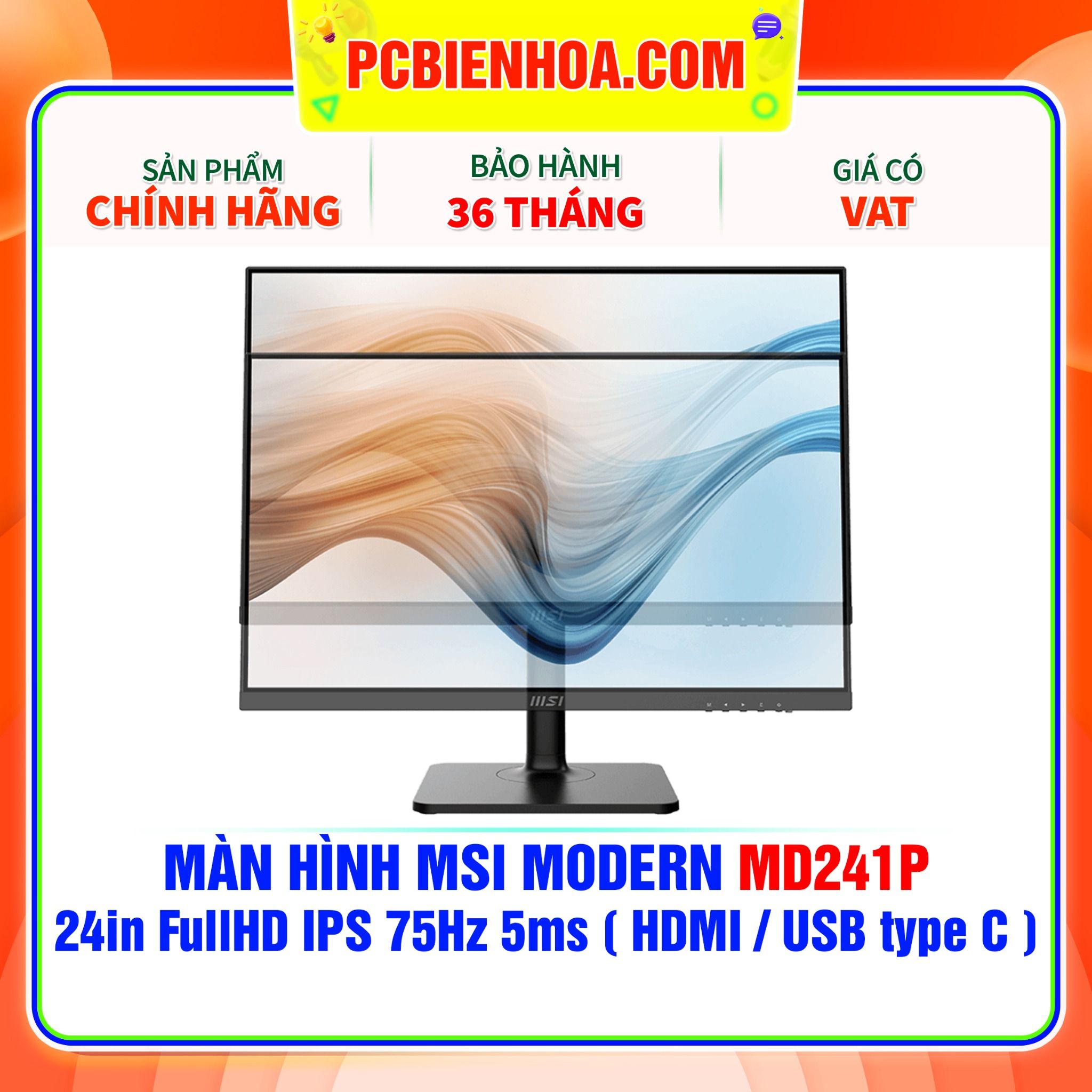  MÀN HÌNH MSI MODERN MD241P 24in FullHD IPS 75Hz 5ms ( HDMI / USB type C ) - SIÊU PHẨM ĐỒ HOẠ HIỆN ĐẠI 