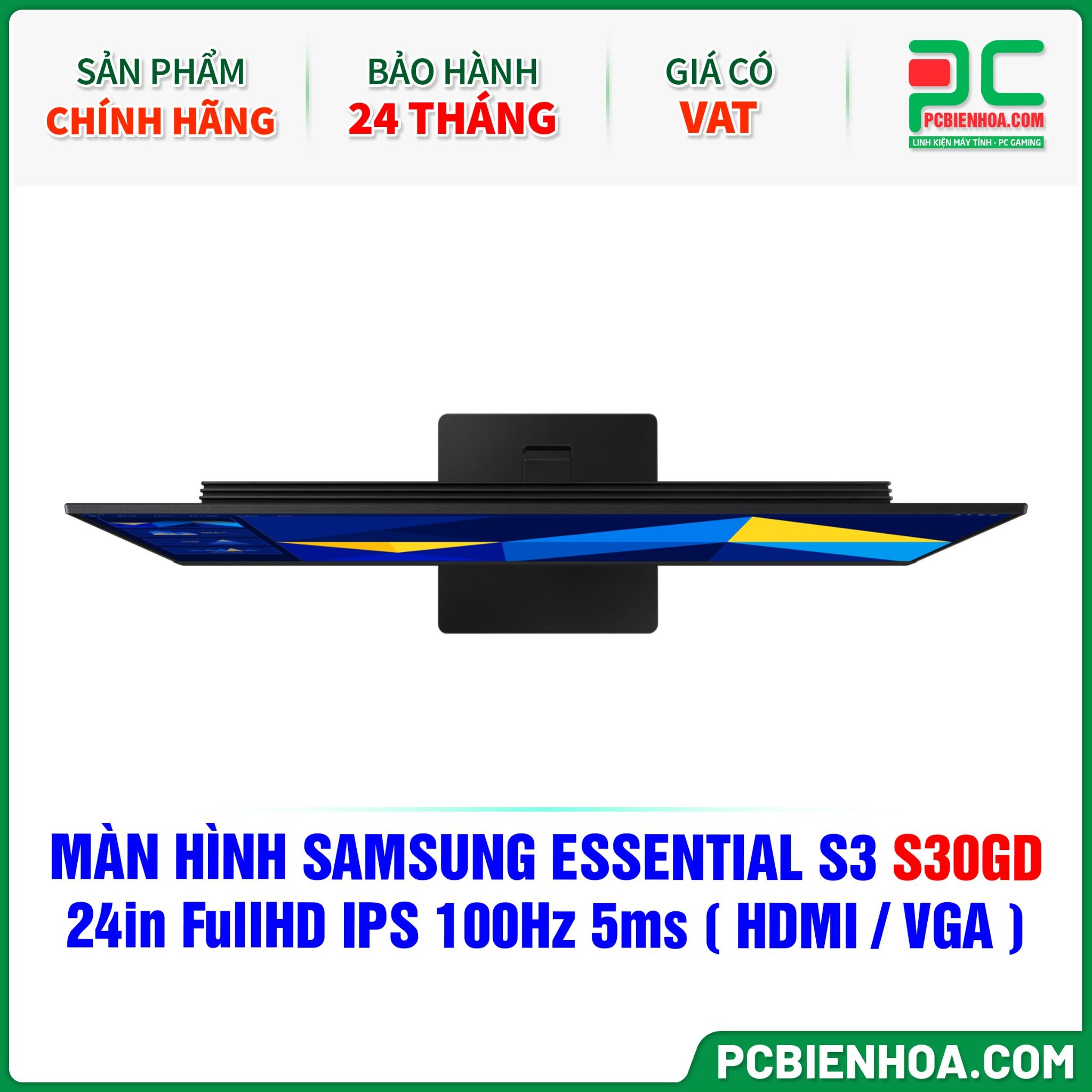 MÀN HÌNH SAMSUNG ESSENTIAL S3 S30GD - 24in FullHD IPS 100Hz 5ms ( HDMI / VGA ) - LS24D300GAEXXV