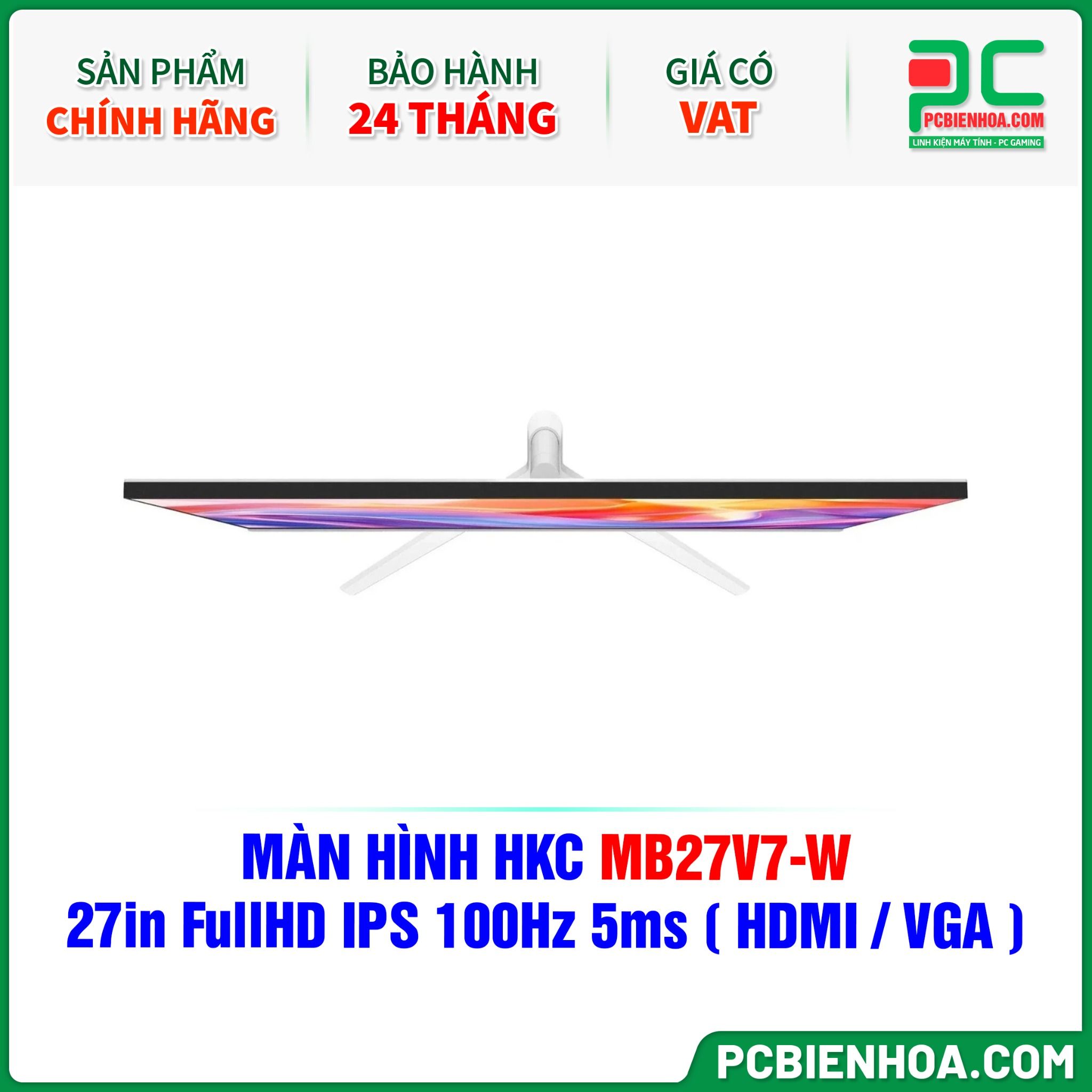 MÀN HÌNH HKC MB27V7-W MÀU TRẮNG - 27in FullHD IPS 100Hz 5ms ( HDMI / VGA )