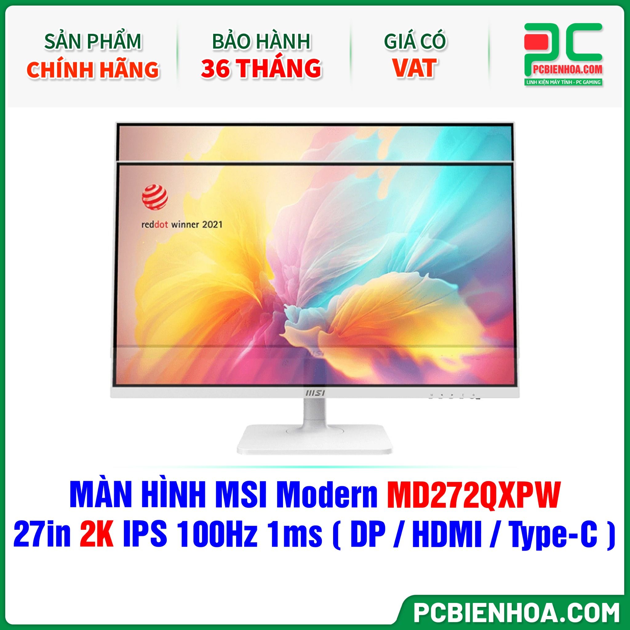 MÀN HÌNH MSI Modern MD272QXPW TRẮNG - 27in 2K IPS 100Hz 1ms ( DP / HDMI / Type-C )