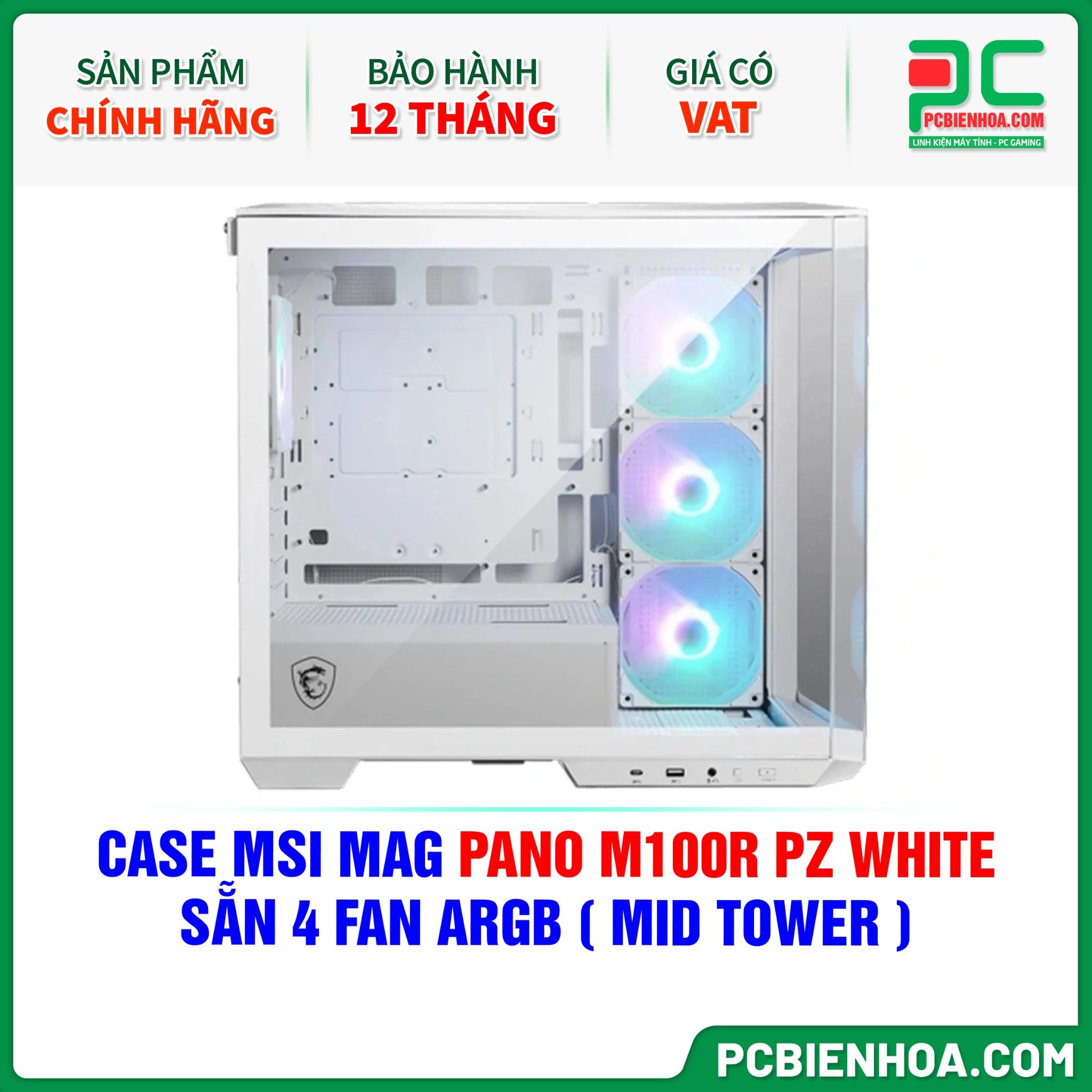 CASE MSI MAG PANO M100R PZ WHITE - SẴN 4 FAN ARGB ( MID TOWER )