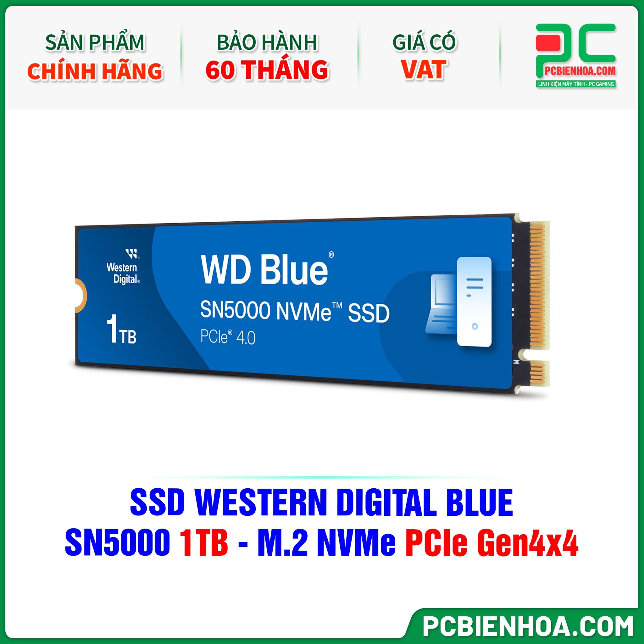 SSD WESTERN DIGITAL BLUE SN5000 1TB - M.2 NVMe PCIe Gen4x4 ( WDS100T4B0E )