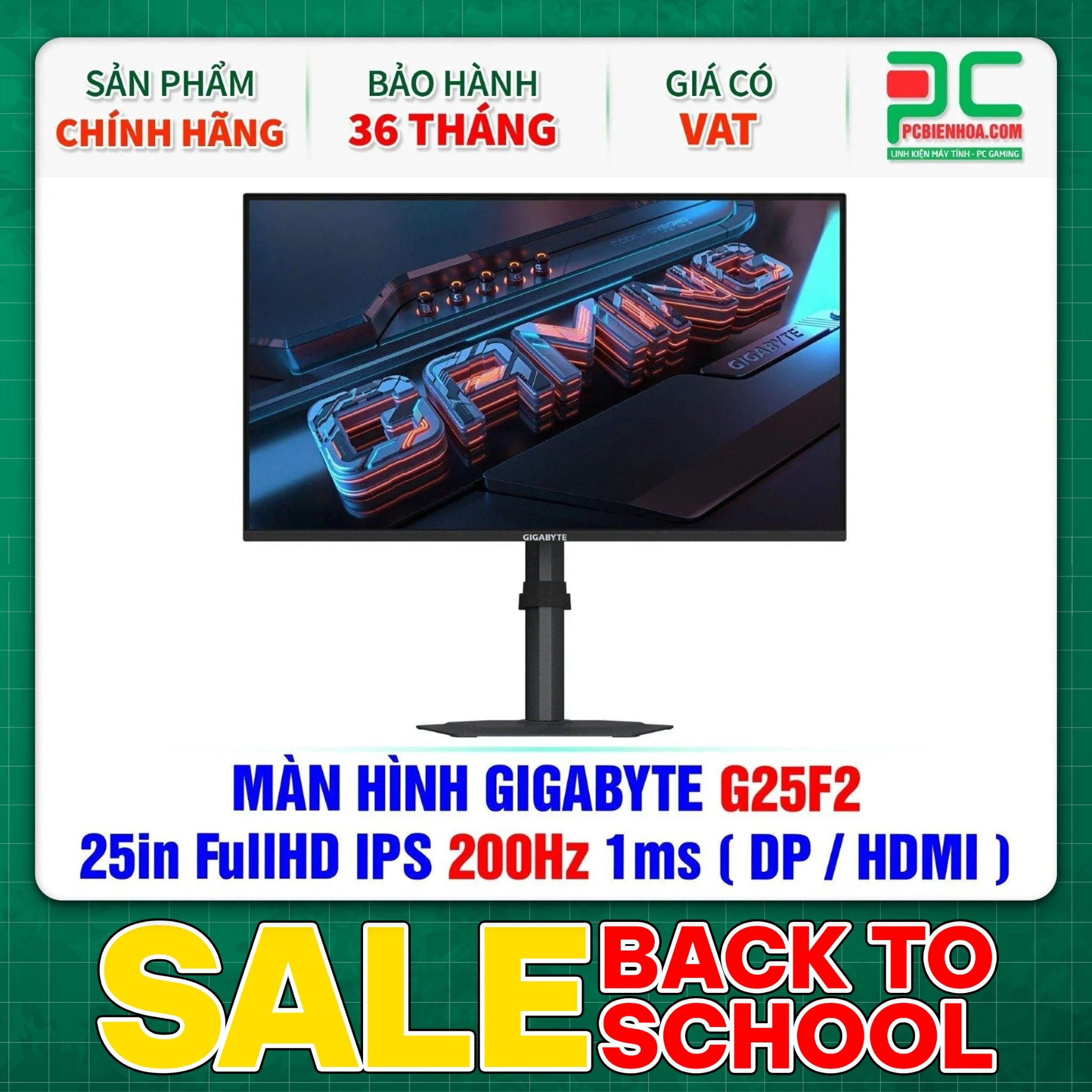 MÀN HÌNH GIGABYTE G25F2 - 25in FullHD IPS 200Hz 1ms ( DP / HDMI )