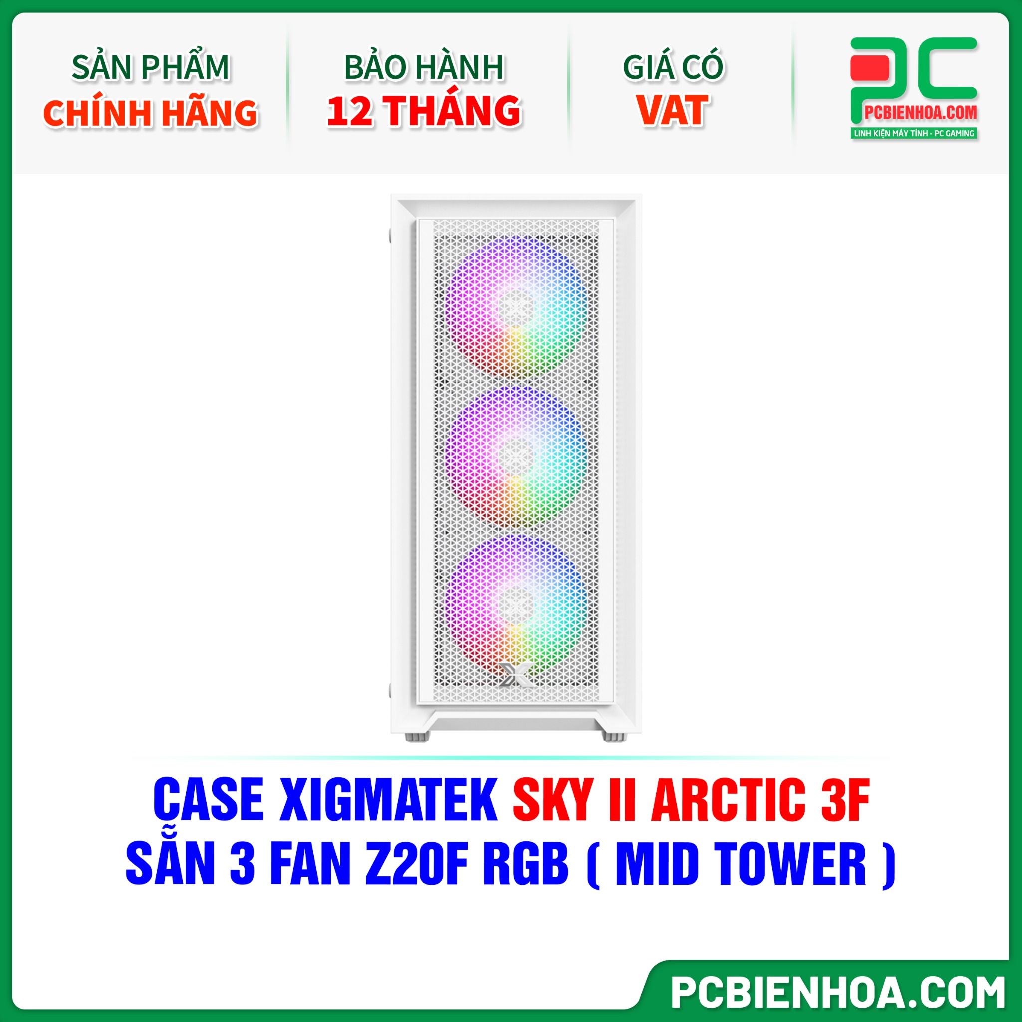 CASE XIGMATEK SKY II ARCTIC 3F - SẴN 3 FAN Z20F RGB ( MID TOWER - EN44205 )