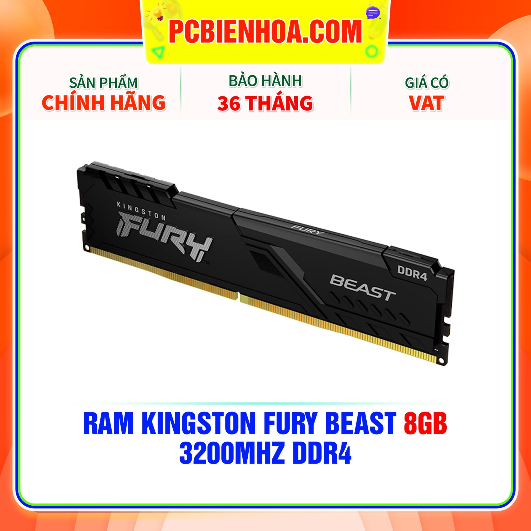  RAM KINGSTON FURY BEAST 8GB 3200MHz DDR4 