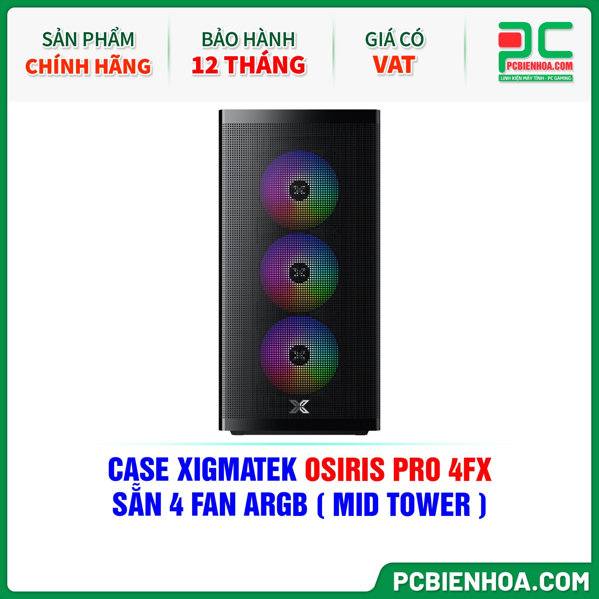 CASE XIGMATEK OSIRIS PRO 4FX - SẴN 4 FAN ARGB ( MID TOWER - EN46797 )