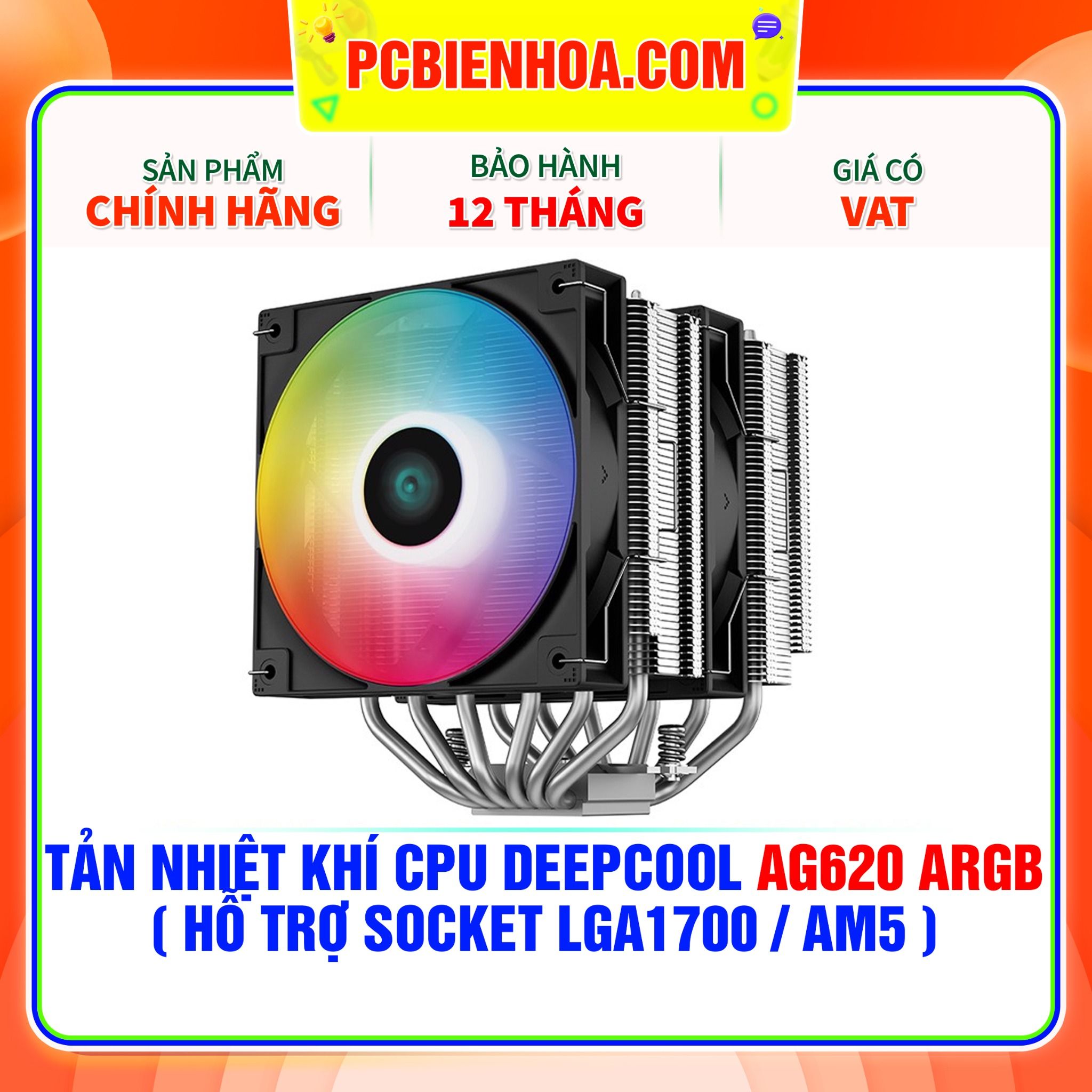  TẢN NHIỆT KHÍ CPU DEEPCOOL AG620 ARGB ( HỖ TRỢ SOCKET LGA1700 / AM5 ) 