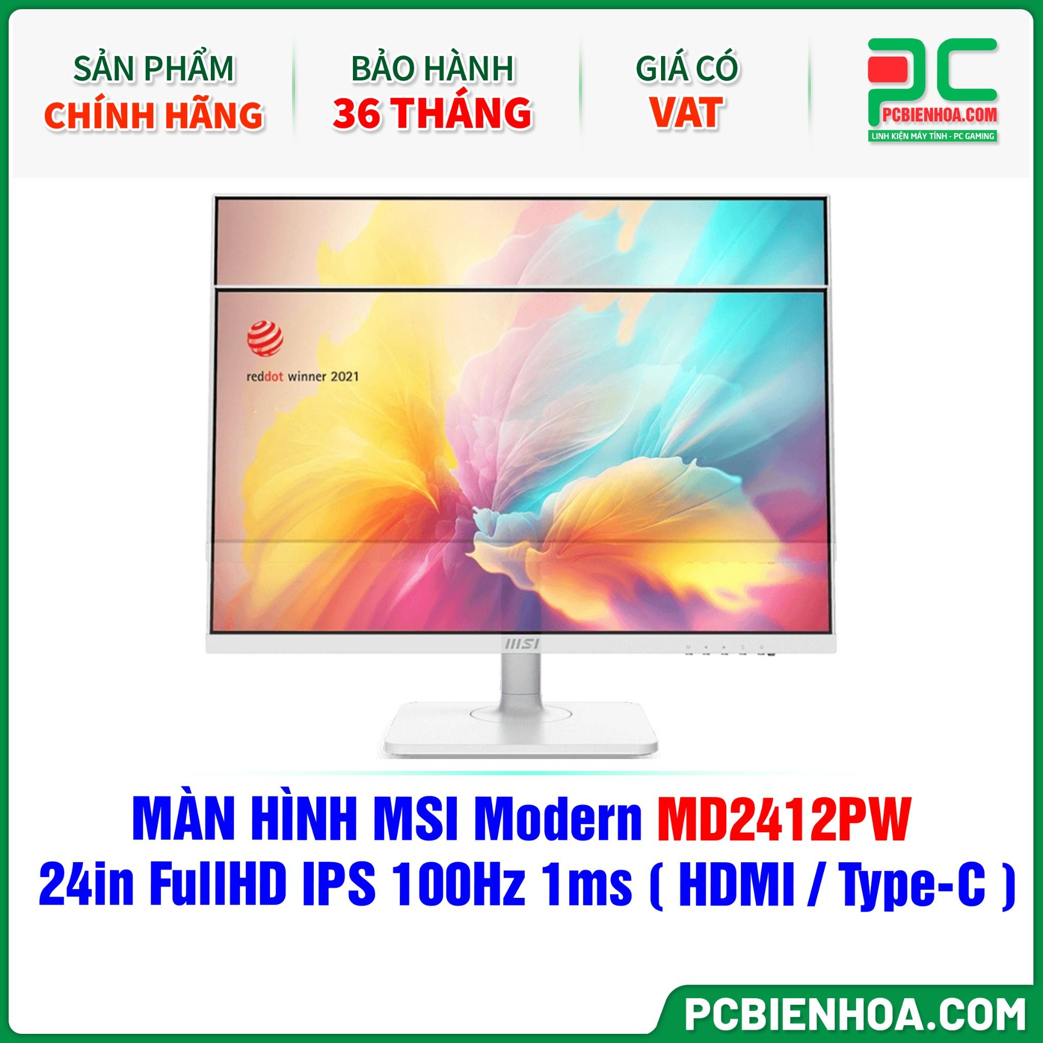 MÀN HÌNH MSI Modern MD2412PW TRẮNG - 24in FullHD IPS 100Hz 1ms ( HDMI / USB Type-C )