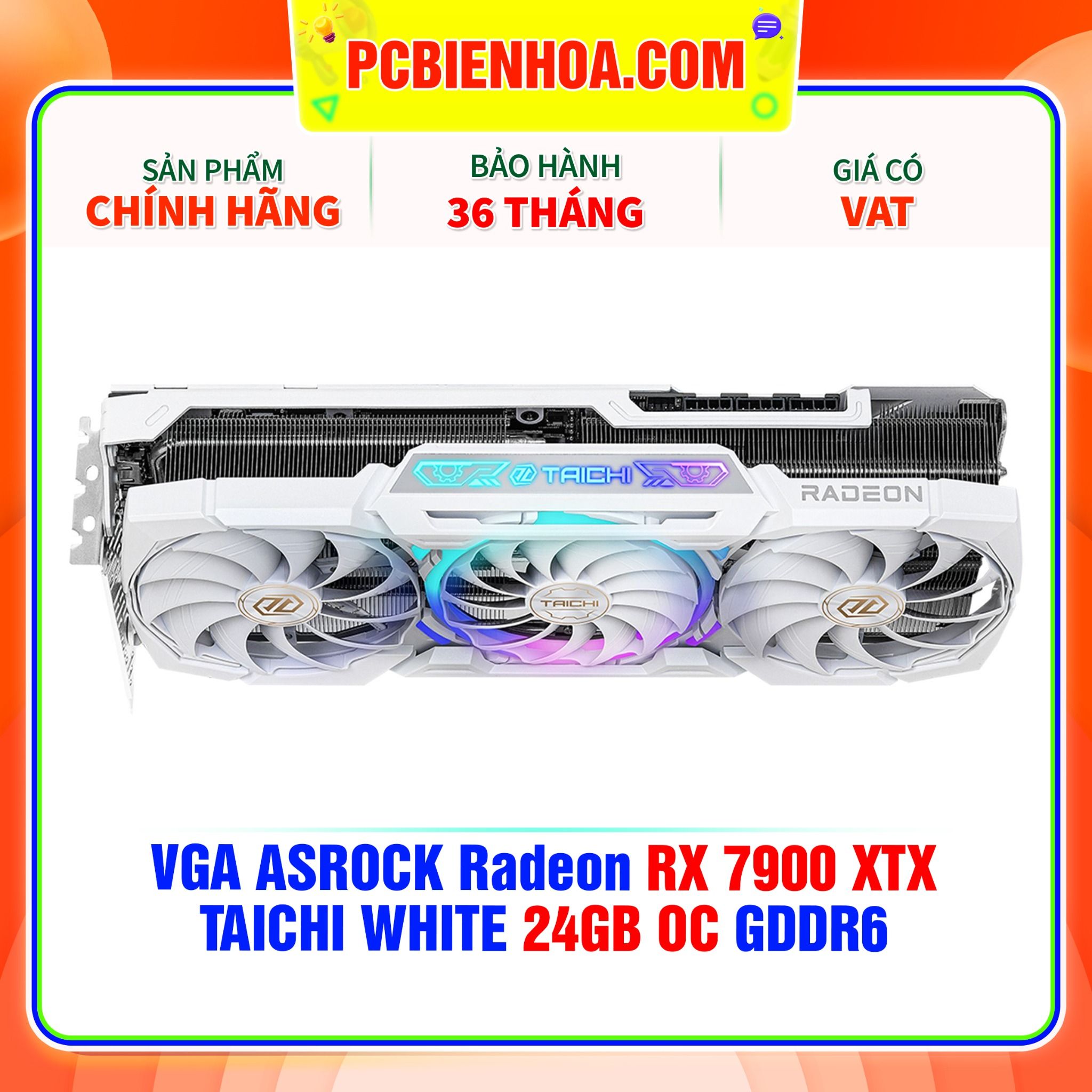  VGA ASRock Radeon RX 7900 XTX TAICHI WHITE 24GB OC GDDR6 ( RX7900XTX TCW 24GO ) 