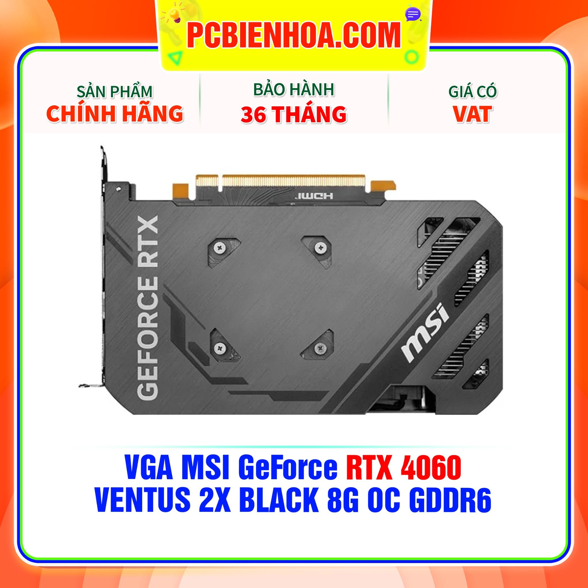  VGA MSI GeForce RTX 4060 VENTUS 2X BLACK 8G OC GDDR6 