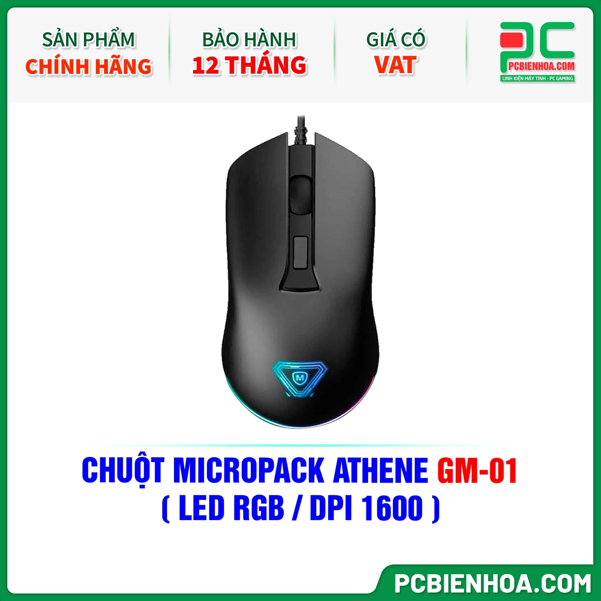 CHUỘT MICROPACK ATHENE GM-01 ( LED RGB / DPI 1600 )