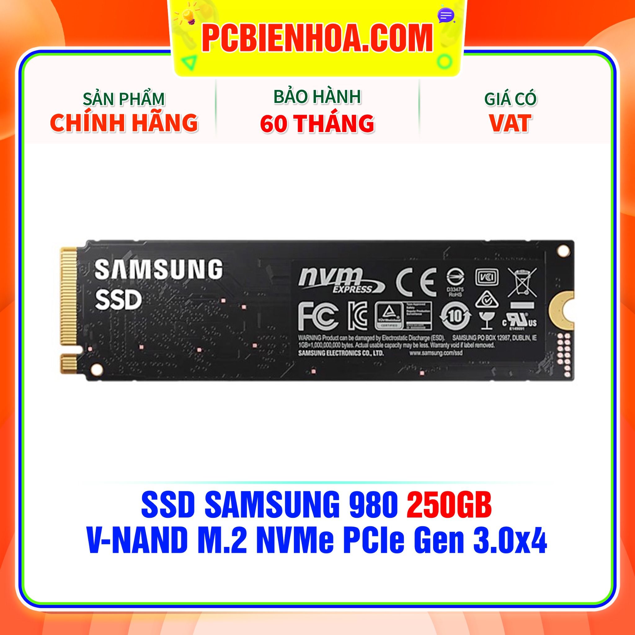  SSD SAMSUNG 980 250GB - V-NAND M.2 NVMe PCIe Gen 3.0x4 ( MZ-V8V250BW ) 