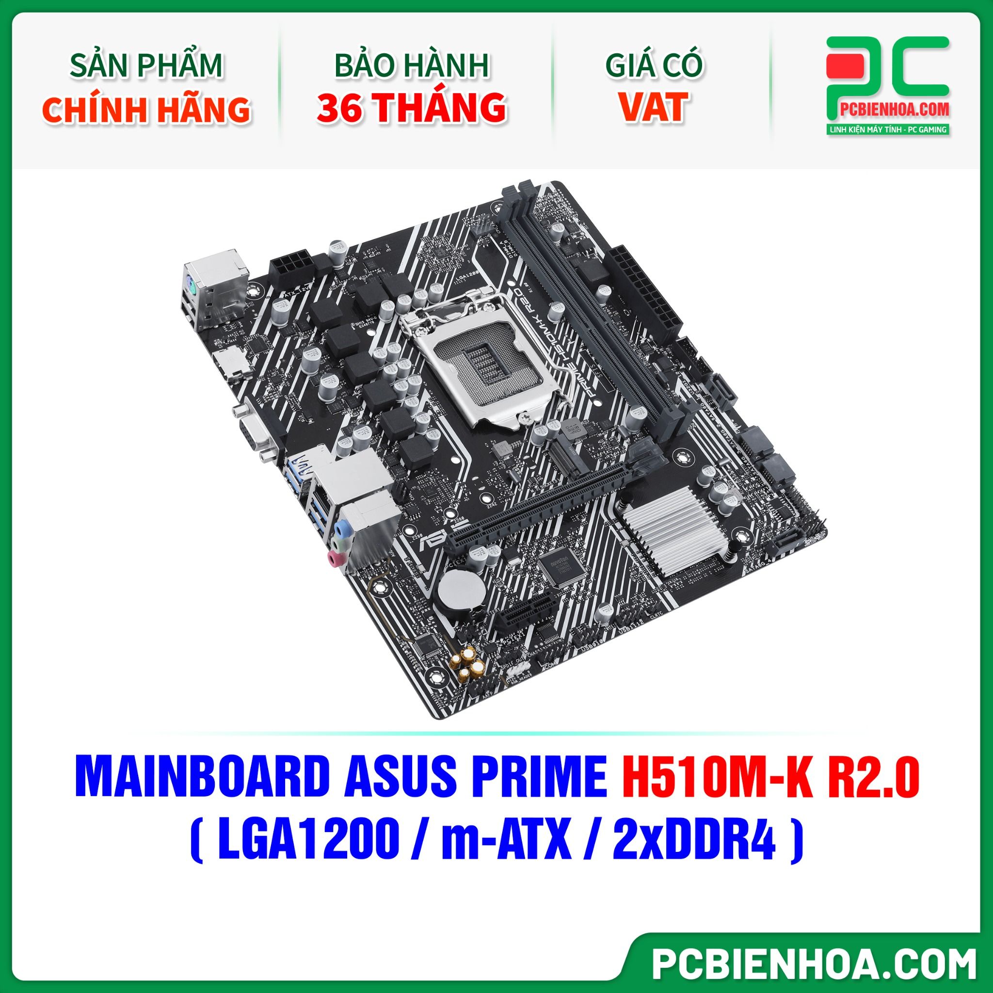 MAINBOARD ASUS PRIME H510M-K R2.0 ( LGA1200 / m-ATX / 2xDDR4 )