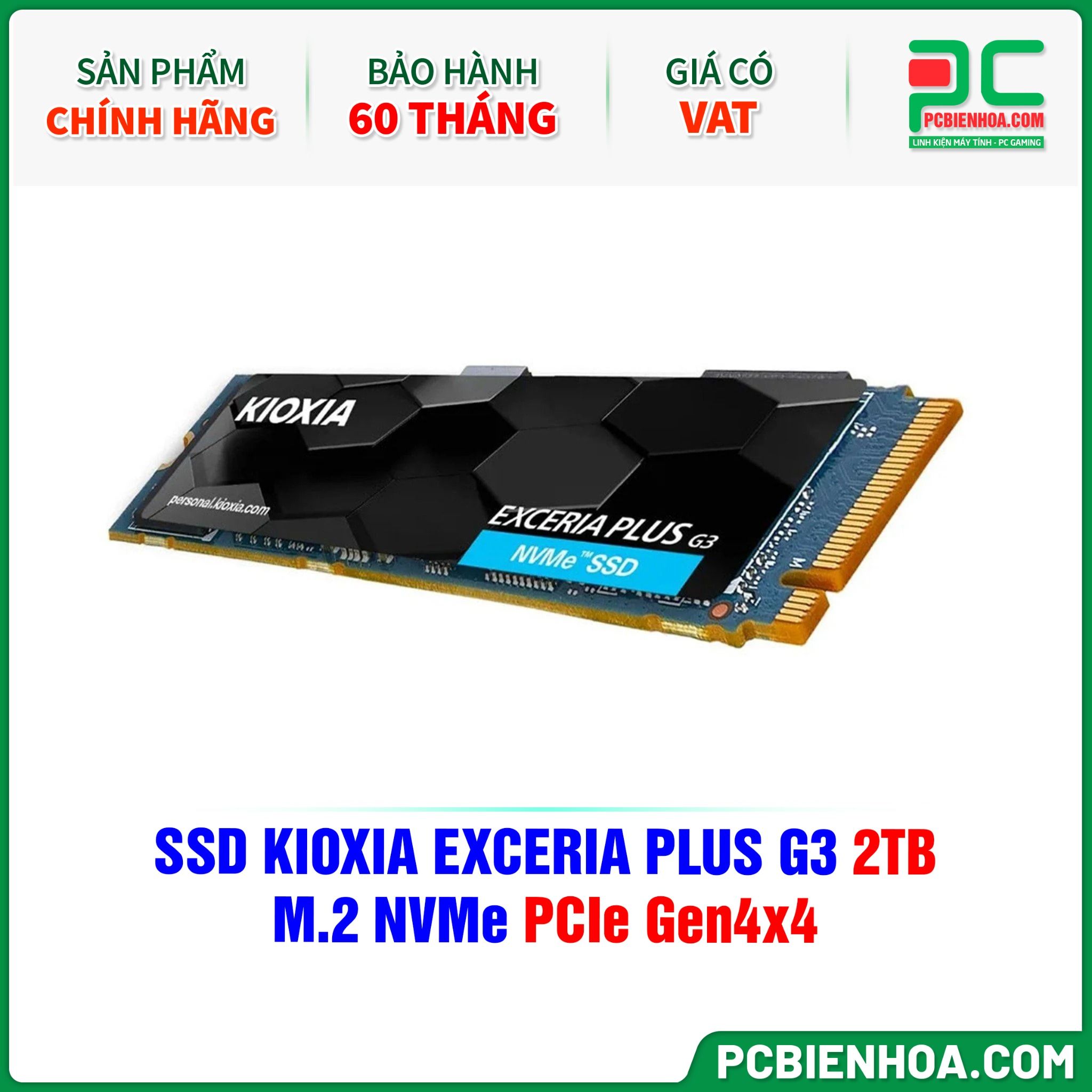 SSD KIOXIA EXCERIA PLUS G3 2TB - M.2 NVMe PCIe Gen4×4 (LSD10Z002TG8)