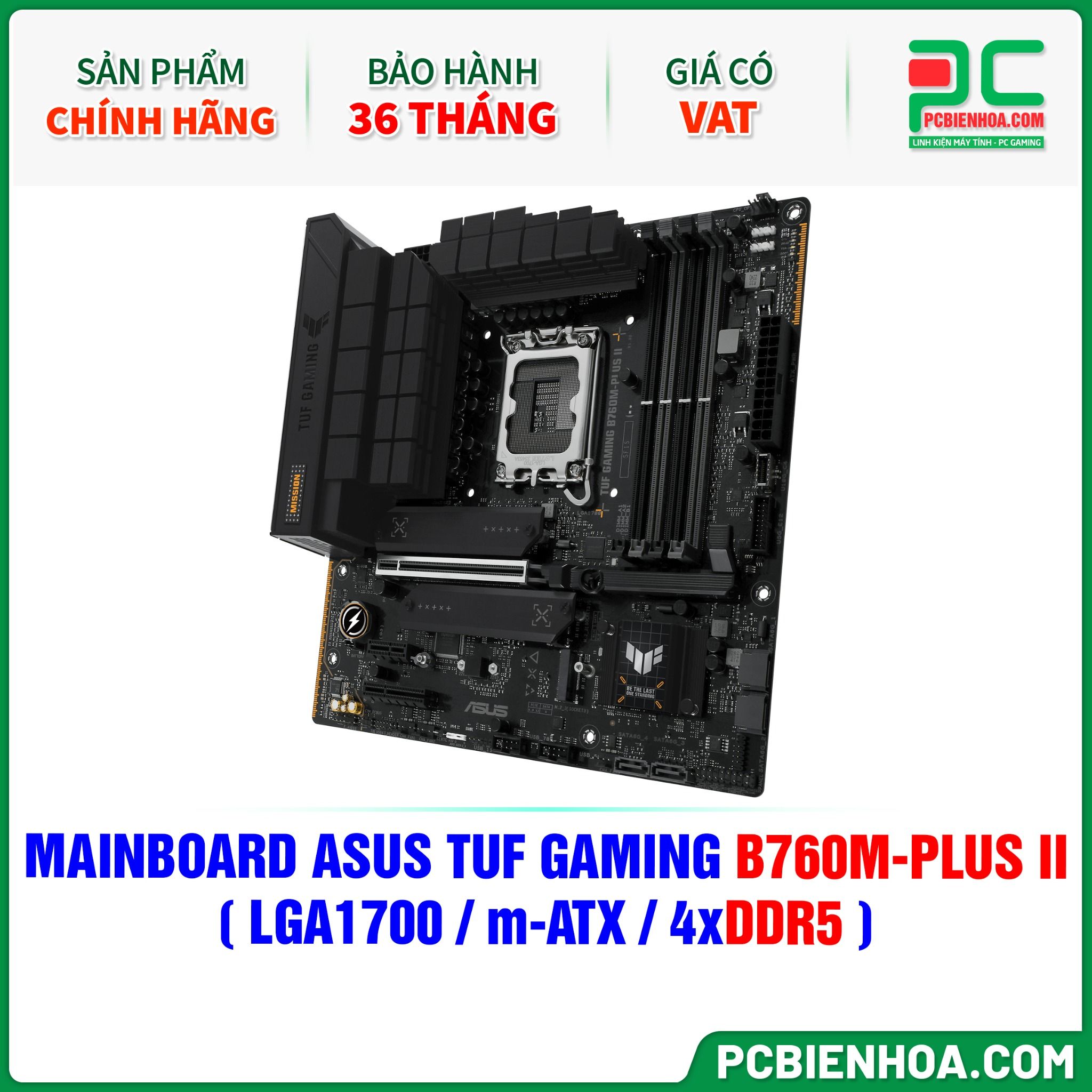 DDR5 - MAINBOARD ASUS TUF GAMING B760M-PLUS II ( LGA1700 / m-ATX / 4xDDR5 )