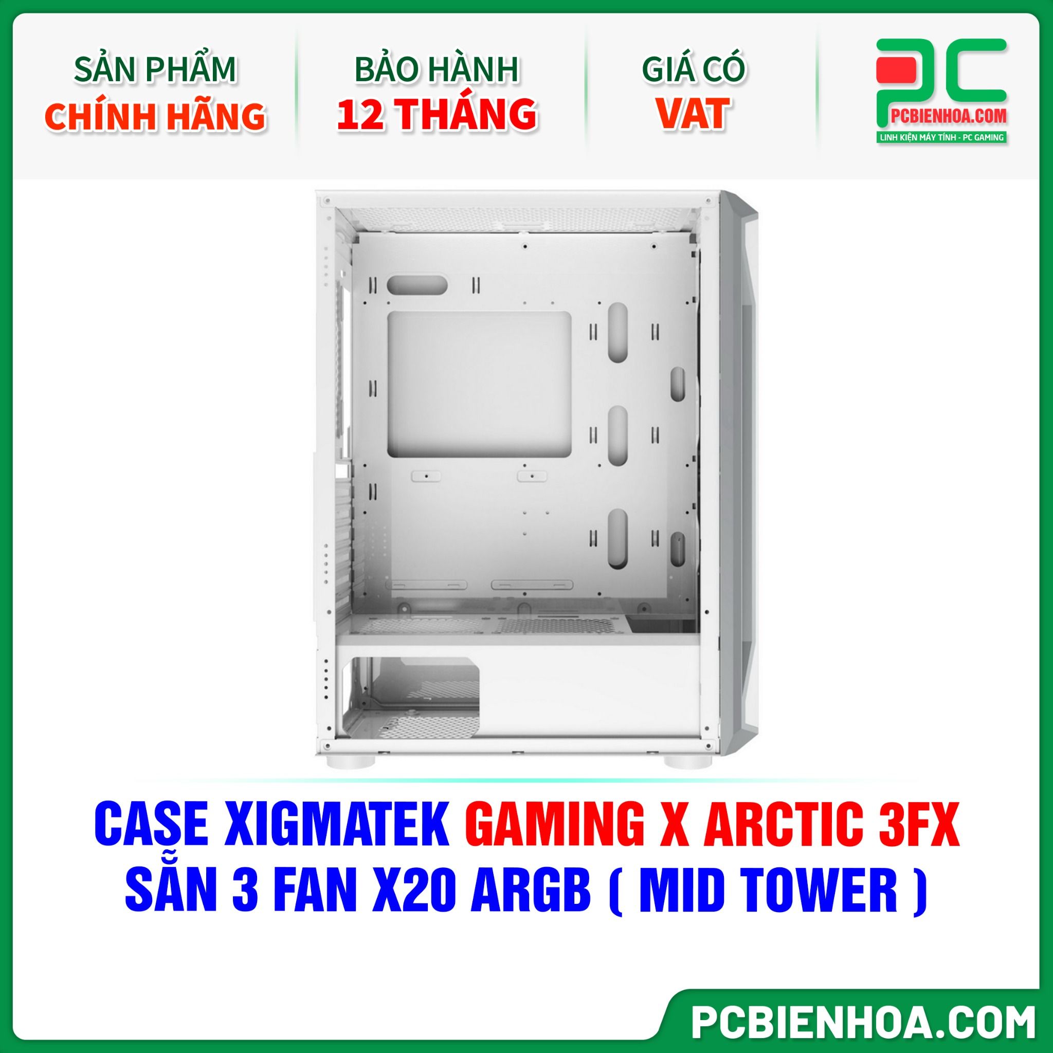 THANH LÝ - CASE XIGMATEK GAMING X ARCTIC 3FX - SẴN 3 FAN X20 ARGB ( MID TOWER )