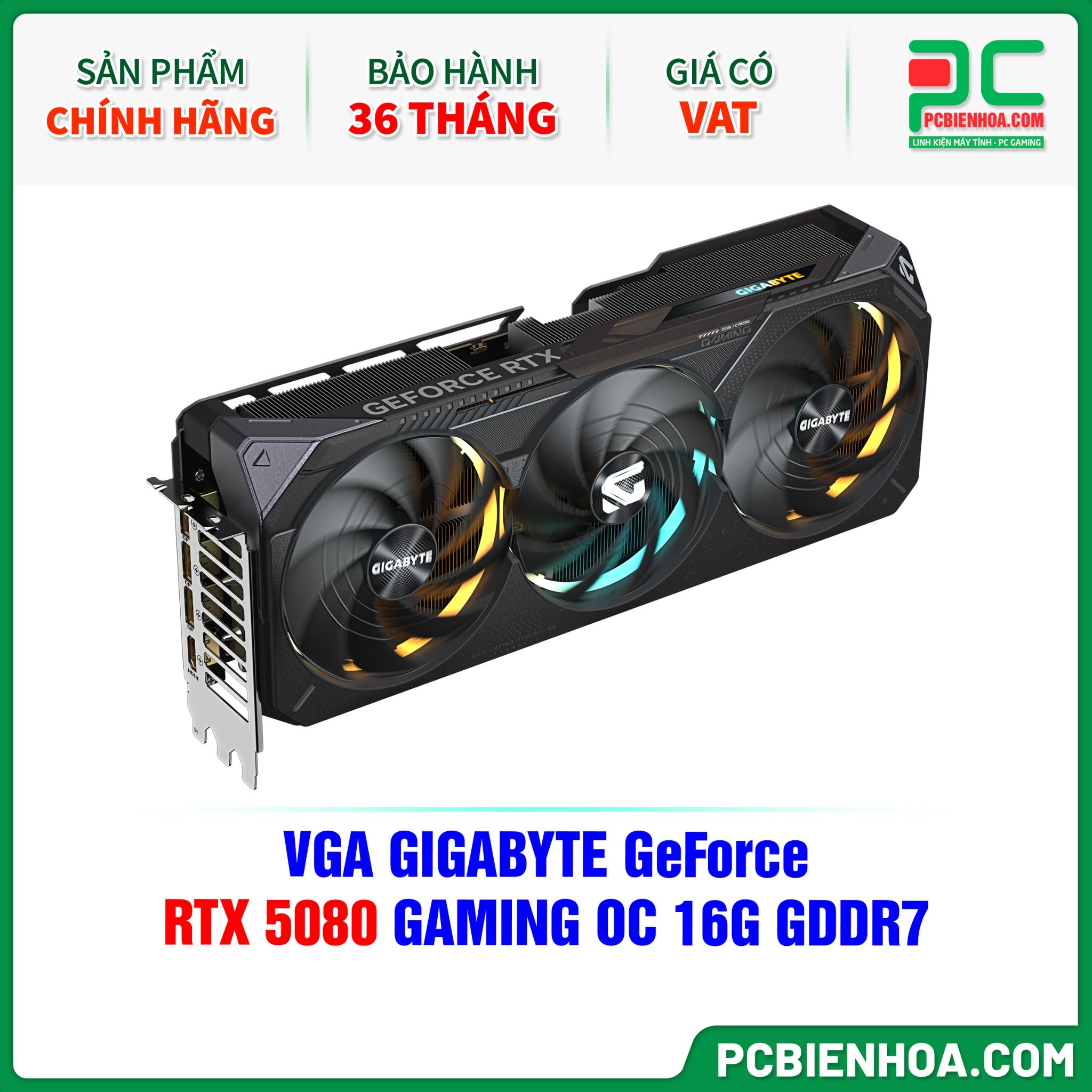 VGA GIGABYTE GeForce RTX 5080 GAMING OC 16G GDDR7 (GV-N5080GAMING OC-16GD)