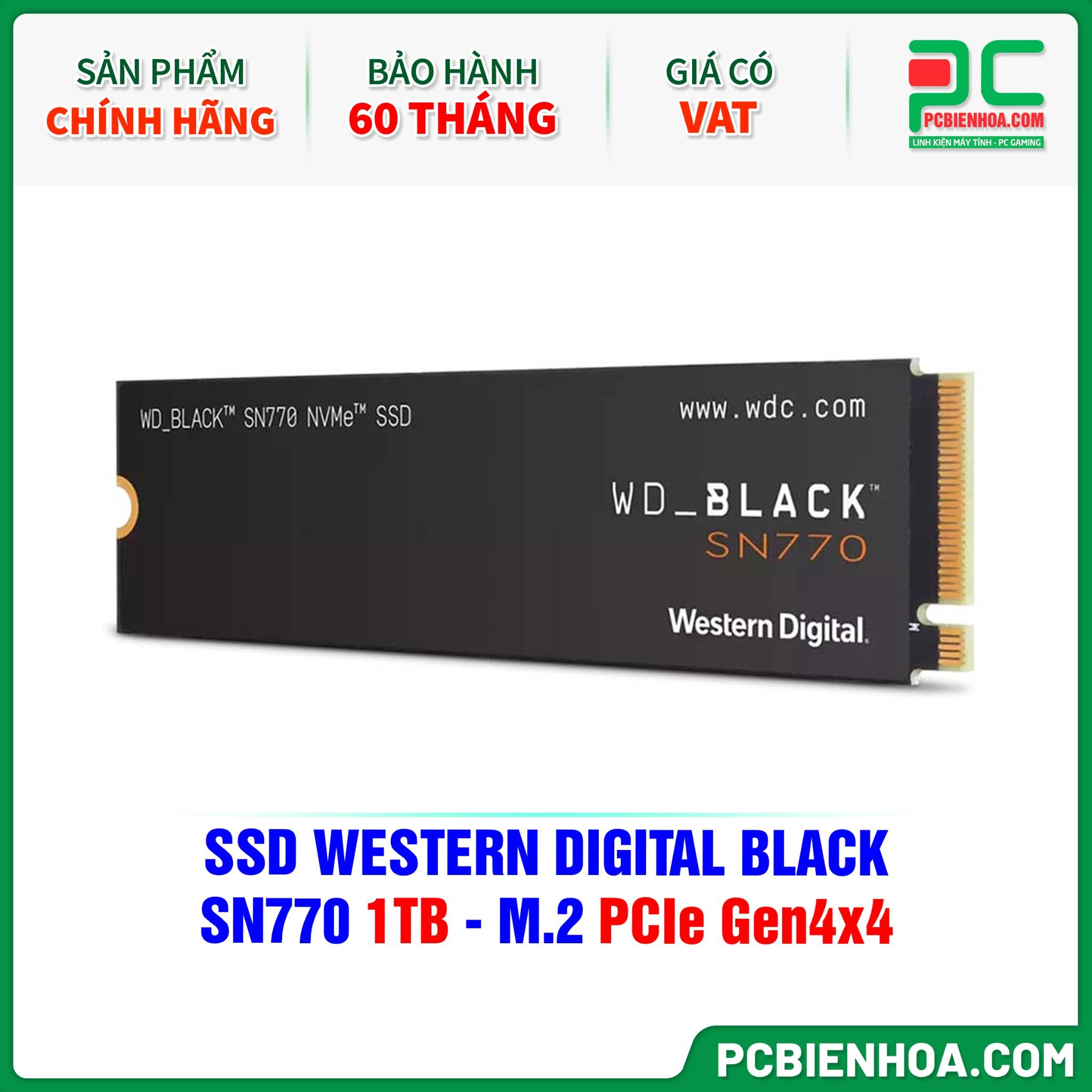 SSD WESTERN DIGITAL BLACK SN770 1TB - M.2 PCIe Gen4x4 ( WDS100T3X0E )