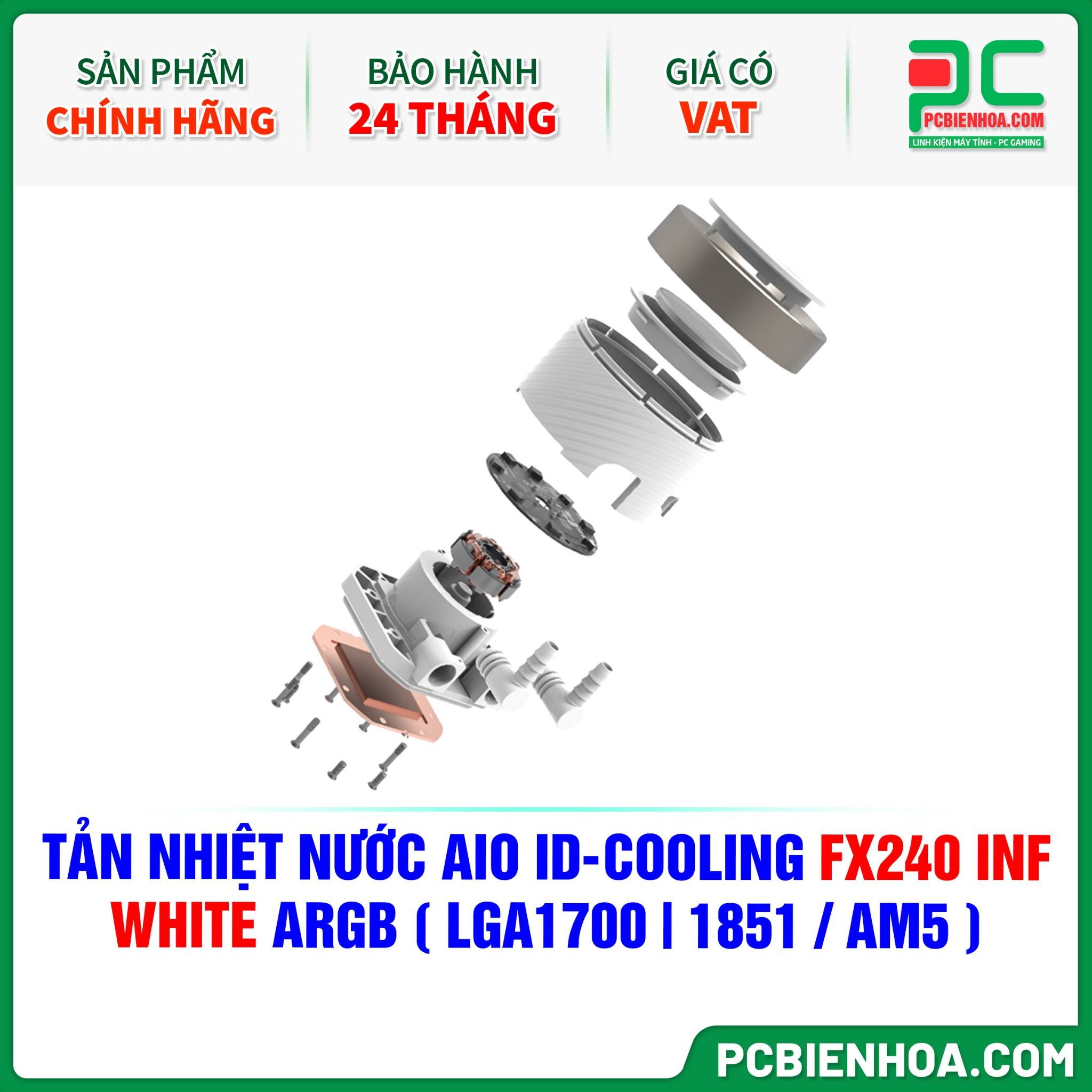 TẢN NHIỆT NƯỚC AIO ID-COOLING FX240 INF WHITE ARGB ( HỖ TRỢ SOCKET LGA1700|1851 / AM5 )