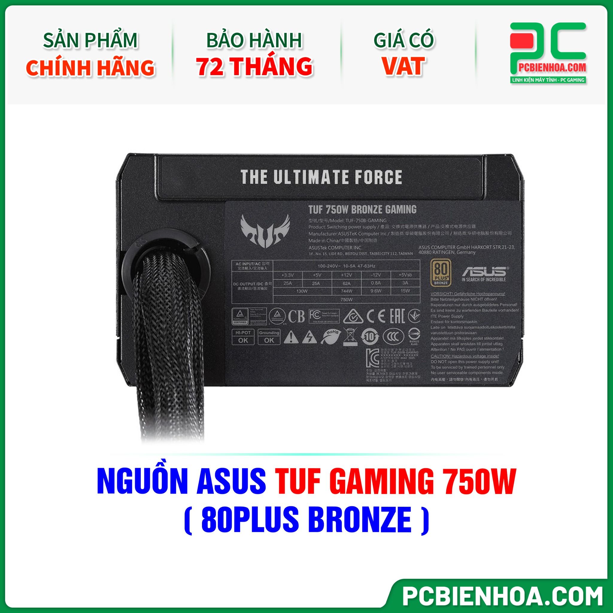 NGUỒN ASUS TUF GAMING 750W - 80PLUS BRONZE ( TUF-GAMING-750B )