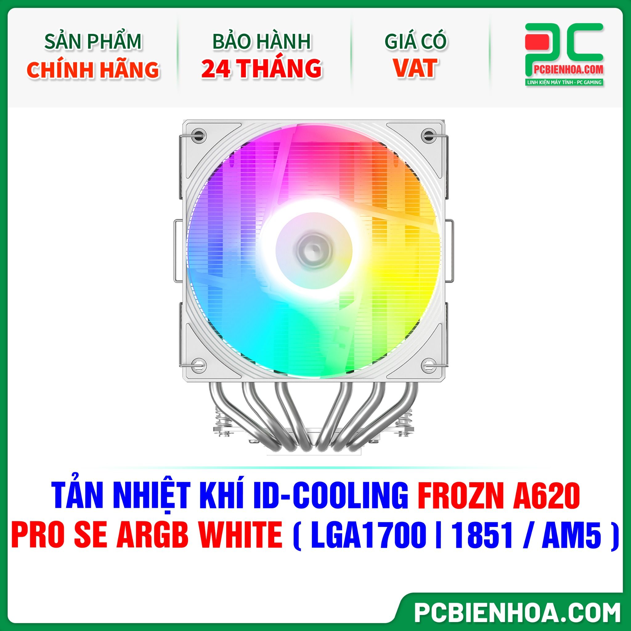 TẢN NHIỆT KHÍ ID-COOLING FROZN A620 PRO SE ARGB WHITE ( HỖ TRỢ SOCKET LGA1700|1851 / AM5 )