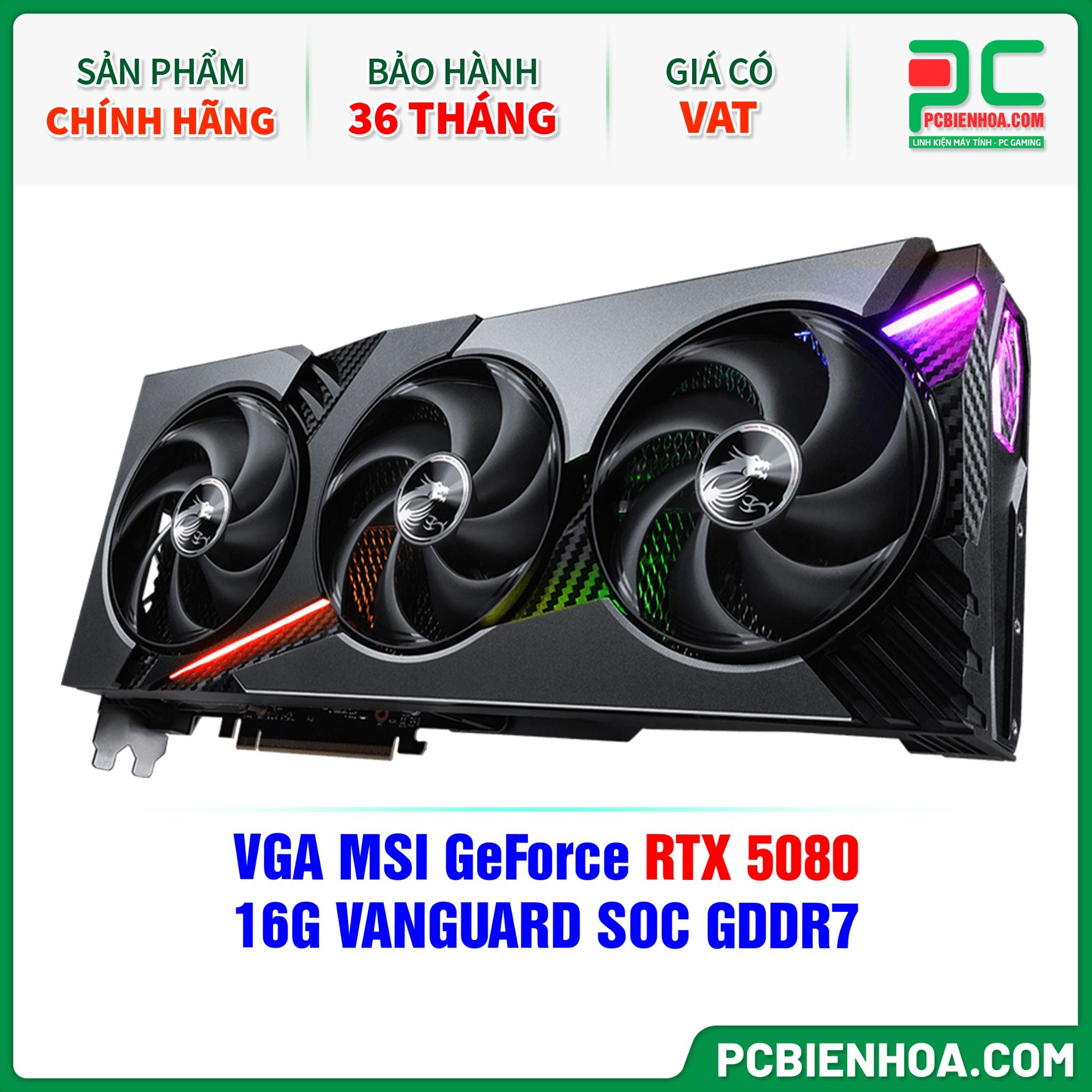 VGA MSI GeForce RTX 5080 16G VANGUARD SOC GDDR7