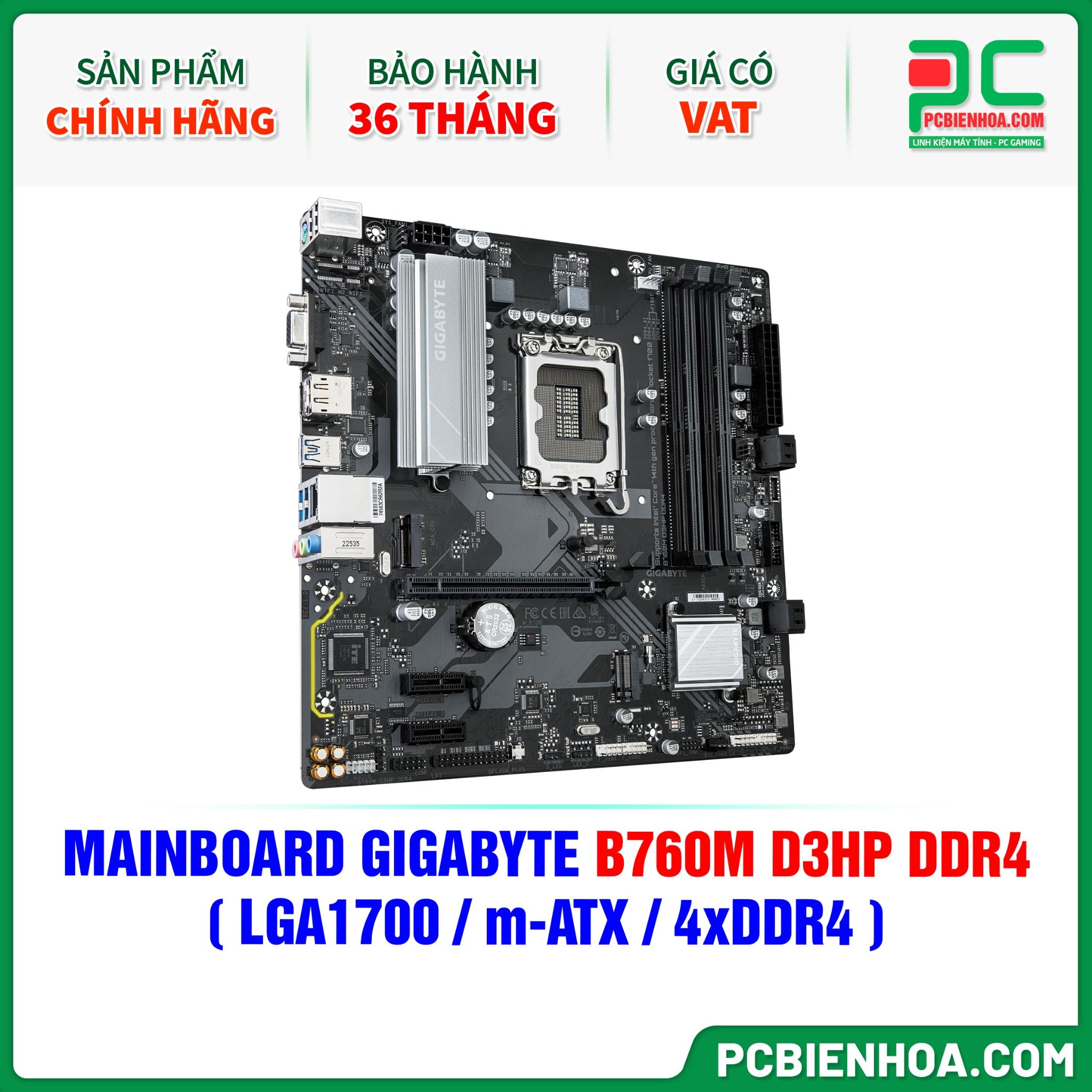 MAINBOARD GIGABYTE B760M D3HP DDR4 ( LGA1700 / m-ATX / 4xDDR4 )