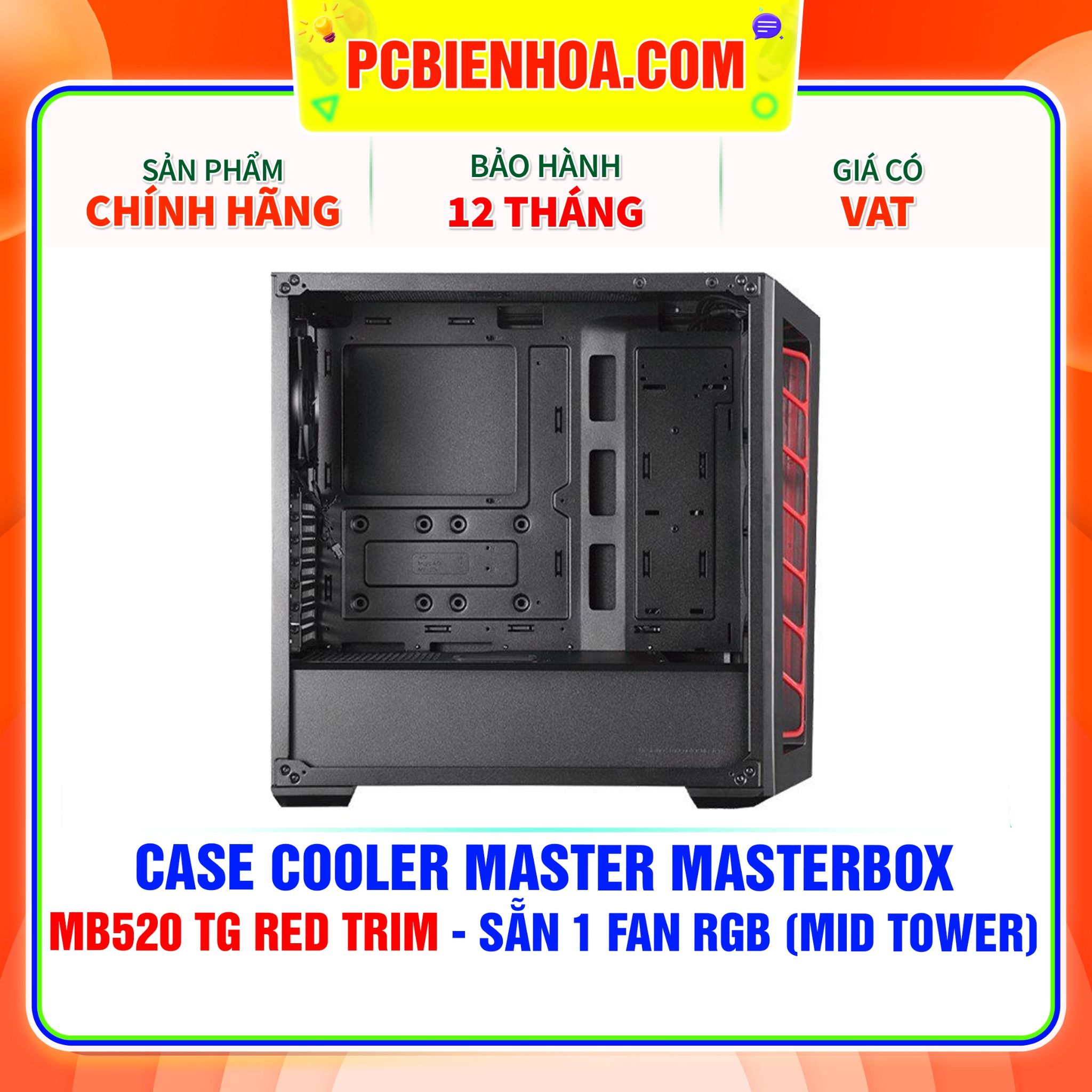  Case Cooler Master MasterBox MB520 TG RED TRIM ( MID TOWER ) 